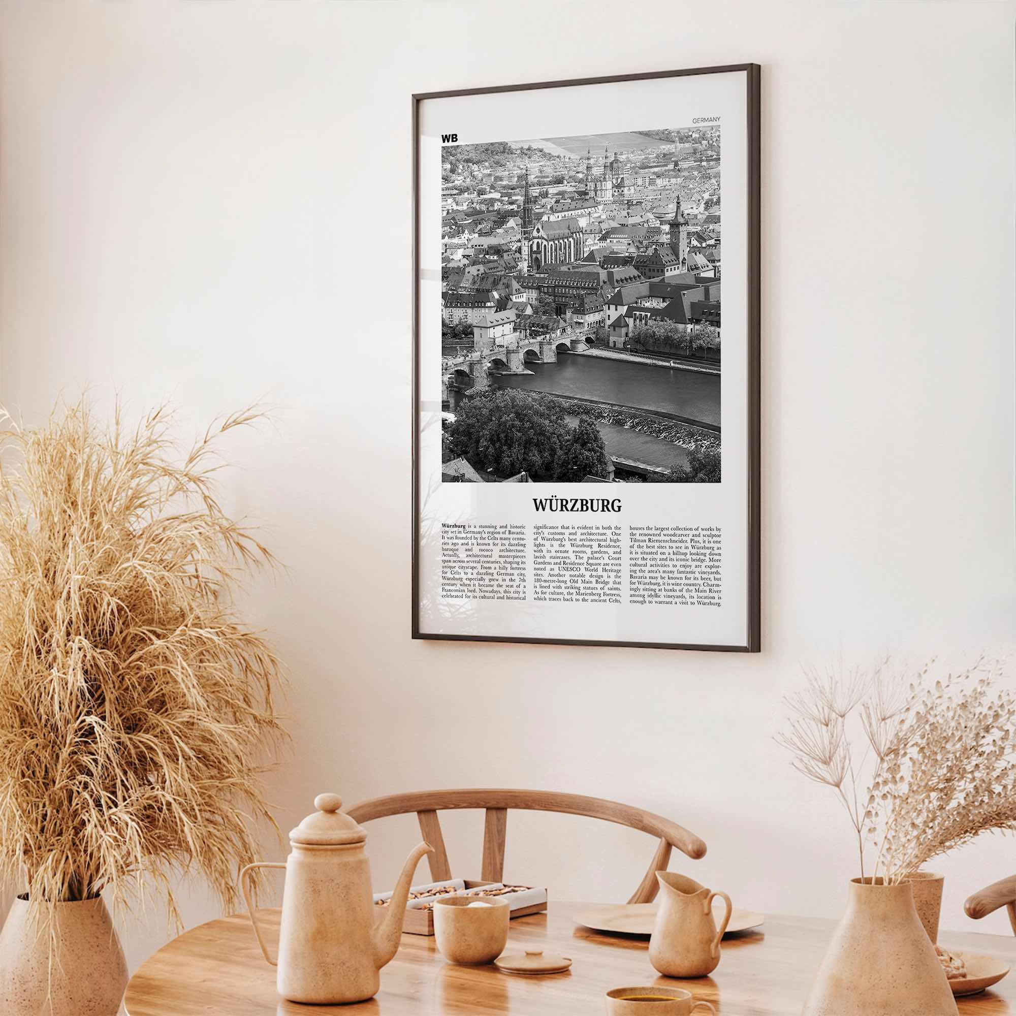 Wurzburg Print Black and White No 1, Würzburg Wall Art, Würzburg Poster, Würzburg Photo, Würzburg Map, Würzburg Wall Decor, Germany