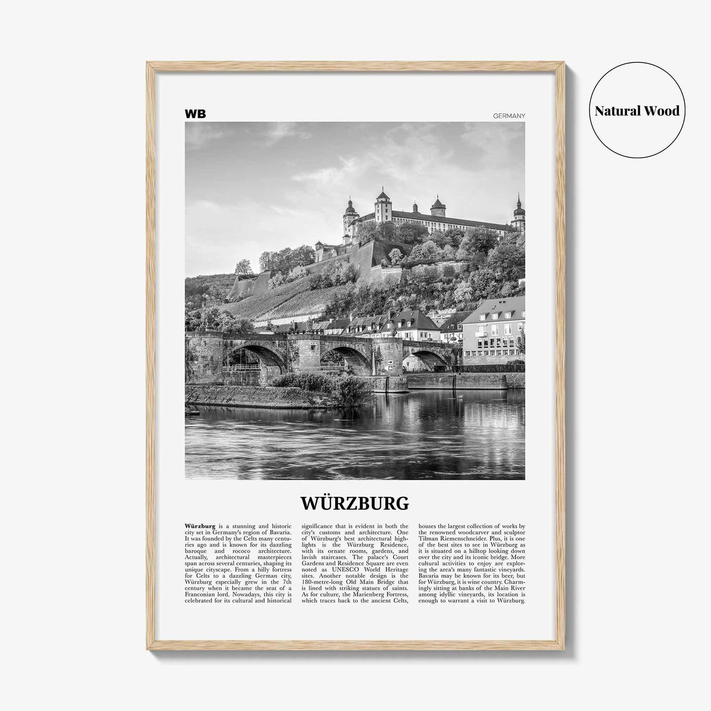 Wurzburg Print Black and White No 2, Würzburg Wall Art, Würzburg Poster, Würzburg Photo, Würzburg Map, Würzburg Wall Decor, Germany