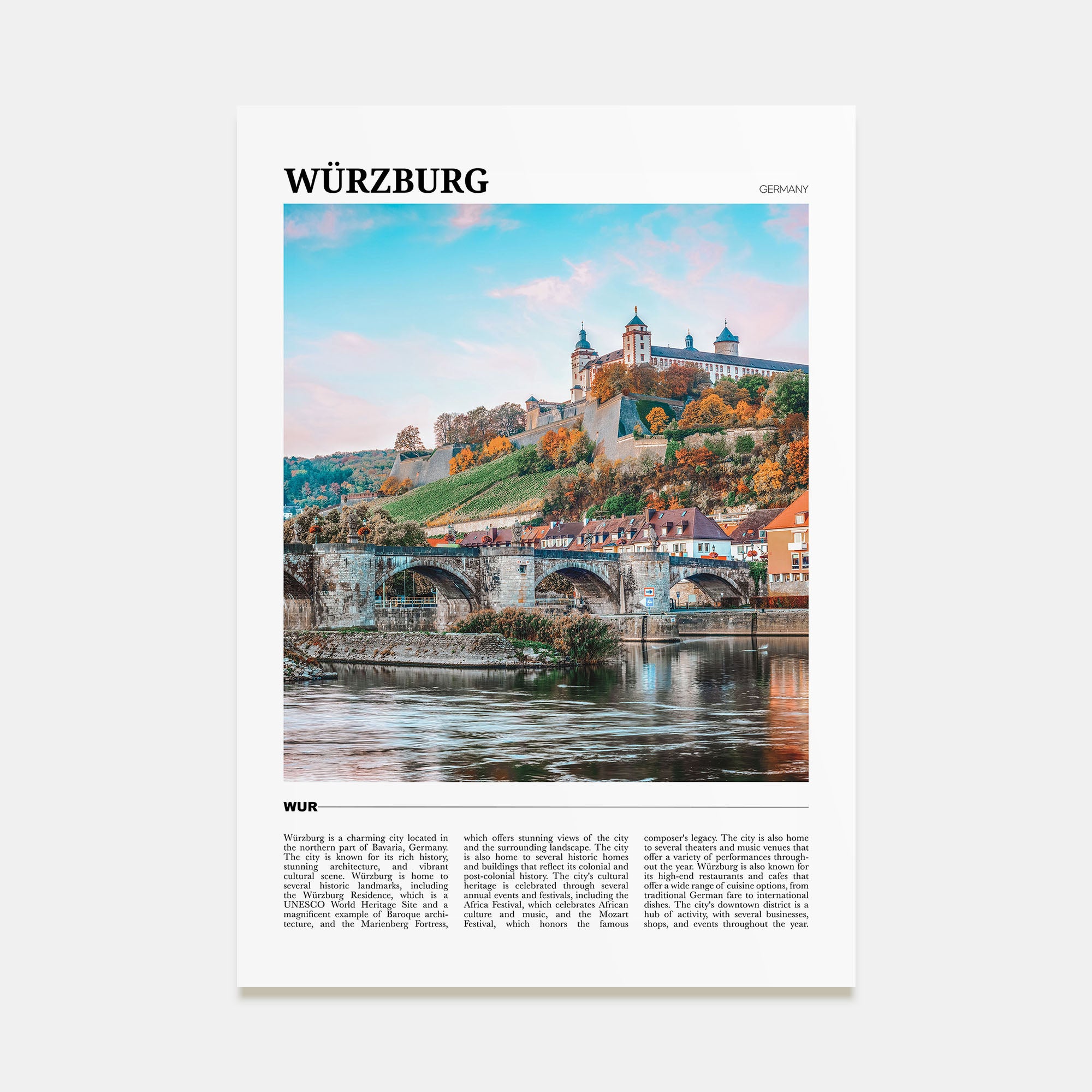Würzburg Travel Color Poster