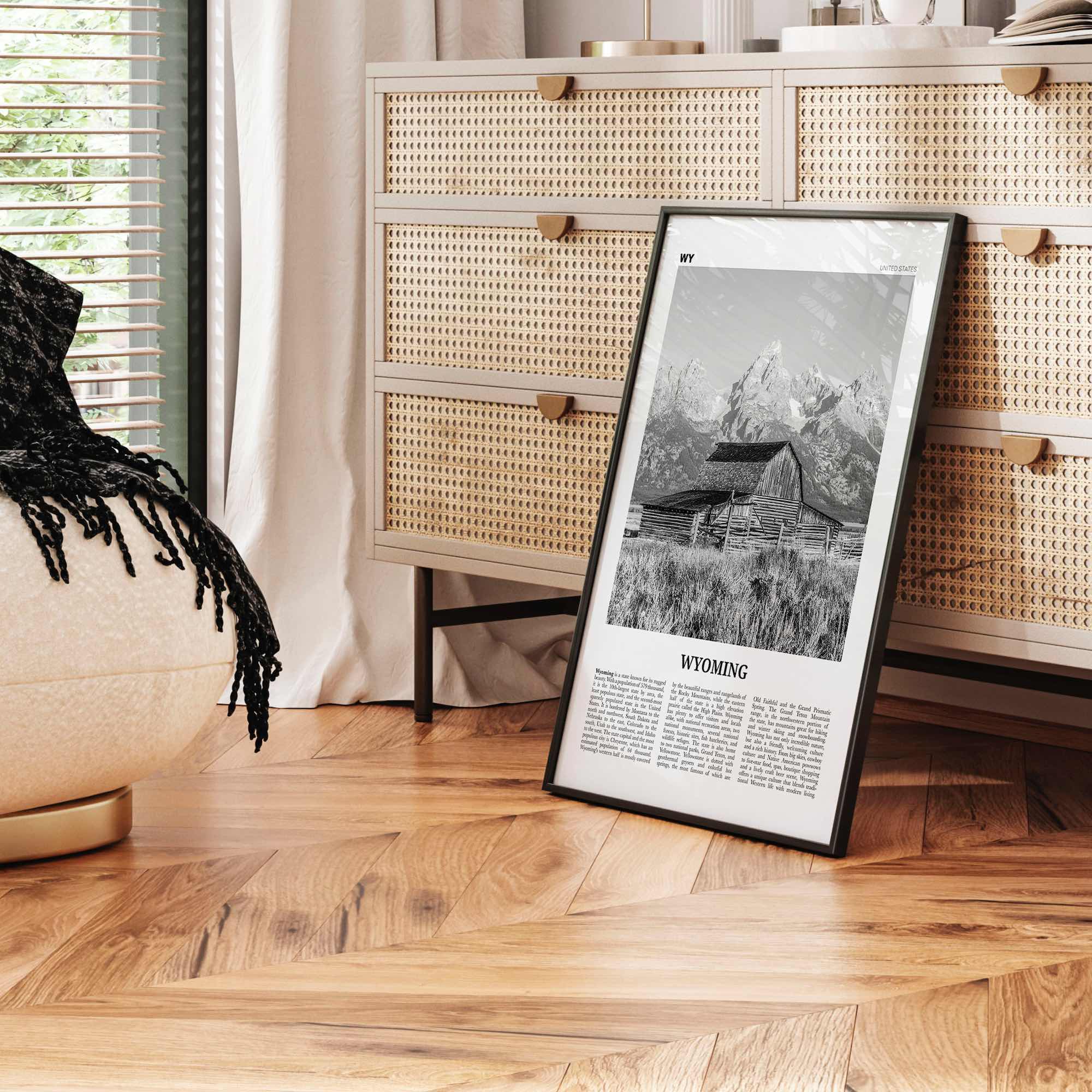 Wyoming Print Black and White No 1, Wyoming Wall Art, Wyoming Poster, Wyoming Photo, Wyoming Wall Decor, USA, United States