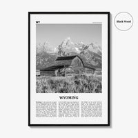Wyoming Print Black and White No 1, Wyoming Wall Art, Wyoming Poster, Wyoming Photo, Wyoming Wall Decor, USA, United States