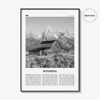 Wyoming Print Black and White No 1, Wyoming Wall Art, Wyoming Poster, Wyoming Photo, Wyoming Wall Decor, USA, United States