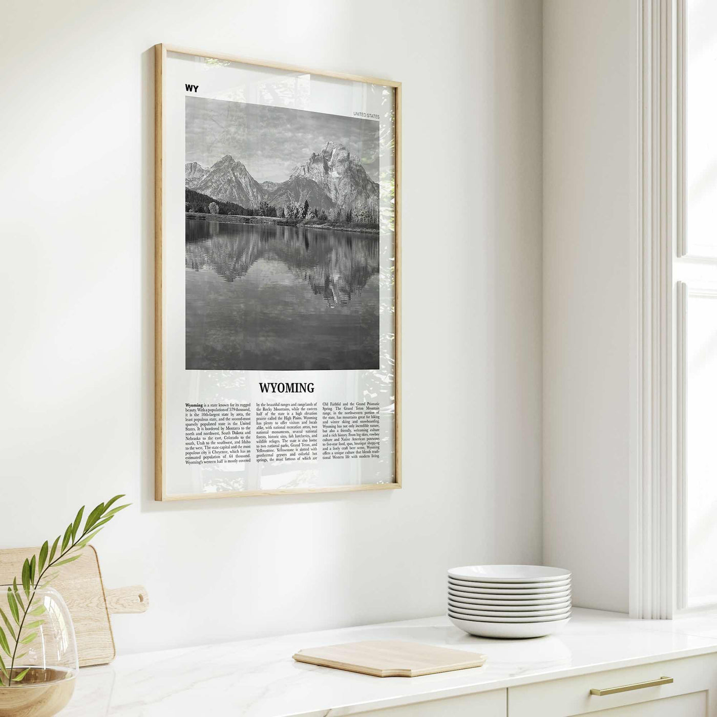 Wyoming Print Black and White No 2, Wyoming Wall Art, Wyoming Poster, Wyoming Photo, Wyoming Wall Décor, Wyoming Map, United States