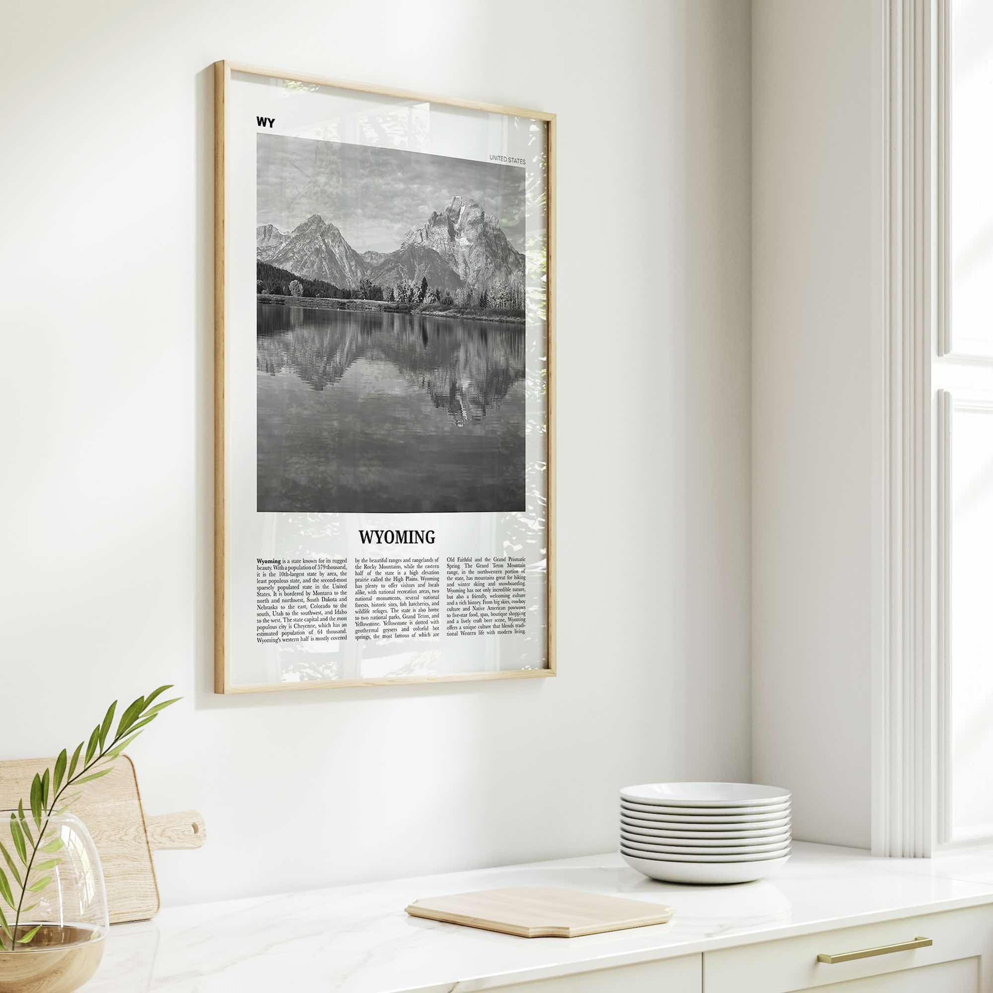 Wyoming Print Black and White No 2, Wyoming Wall Art, Wyoming Poster, Wyoming Photo, Wyoming Wall Décor, Wyoming Map, United States