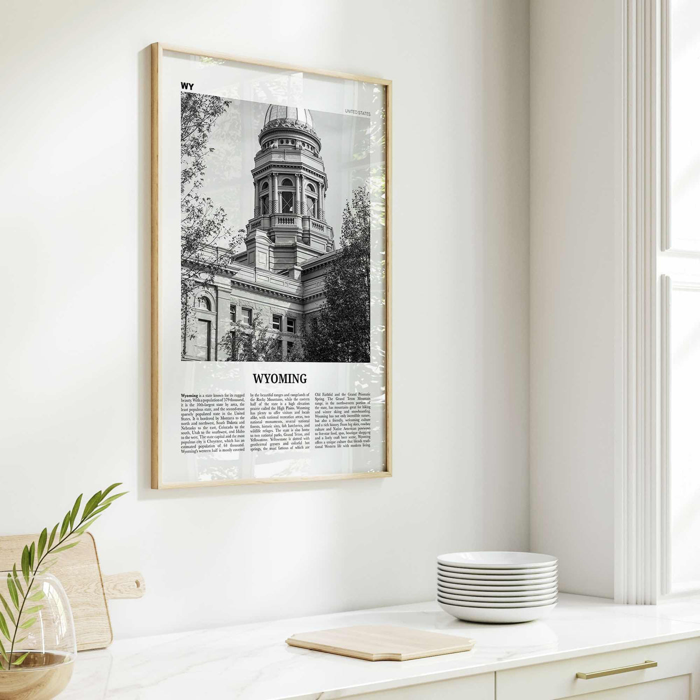 Wyoming Print Black and White No 3, Wyoming Wall Art, Wyoming Poster, Wyoming Photo, Wyoming Wall Décor, Wyoming Map, United States