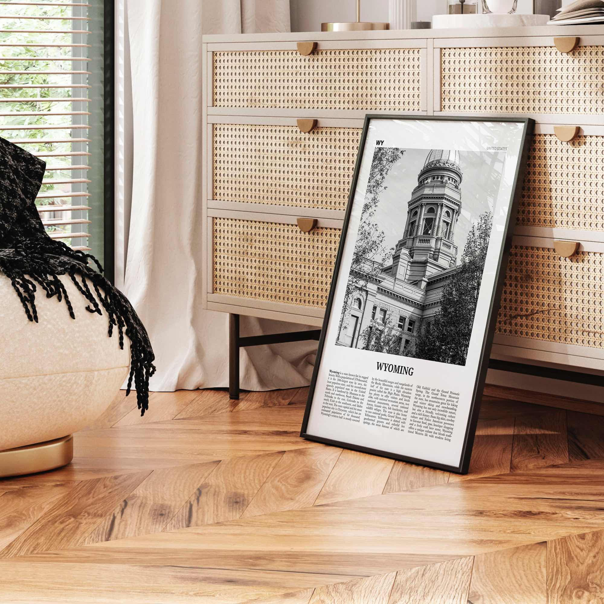 Wyoming Print Black and White No 3, Wyoming Wall Art, Wyoming Poster, Wyoming Photo, Wyoming Wall Décor, Wyoming Map, United States