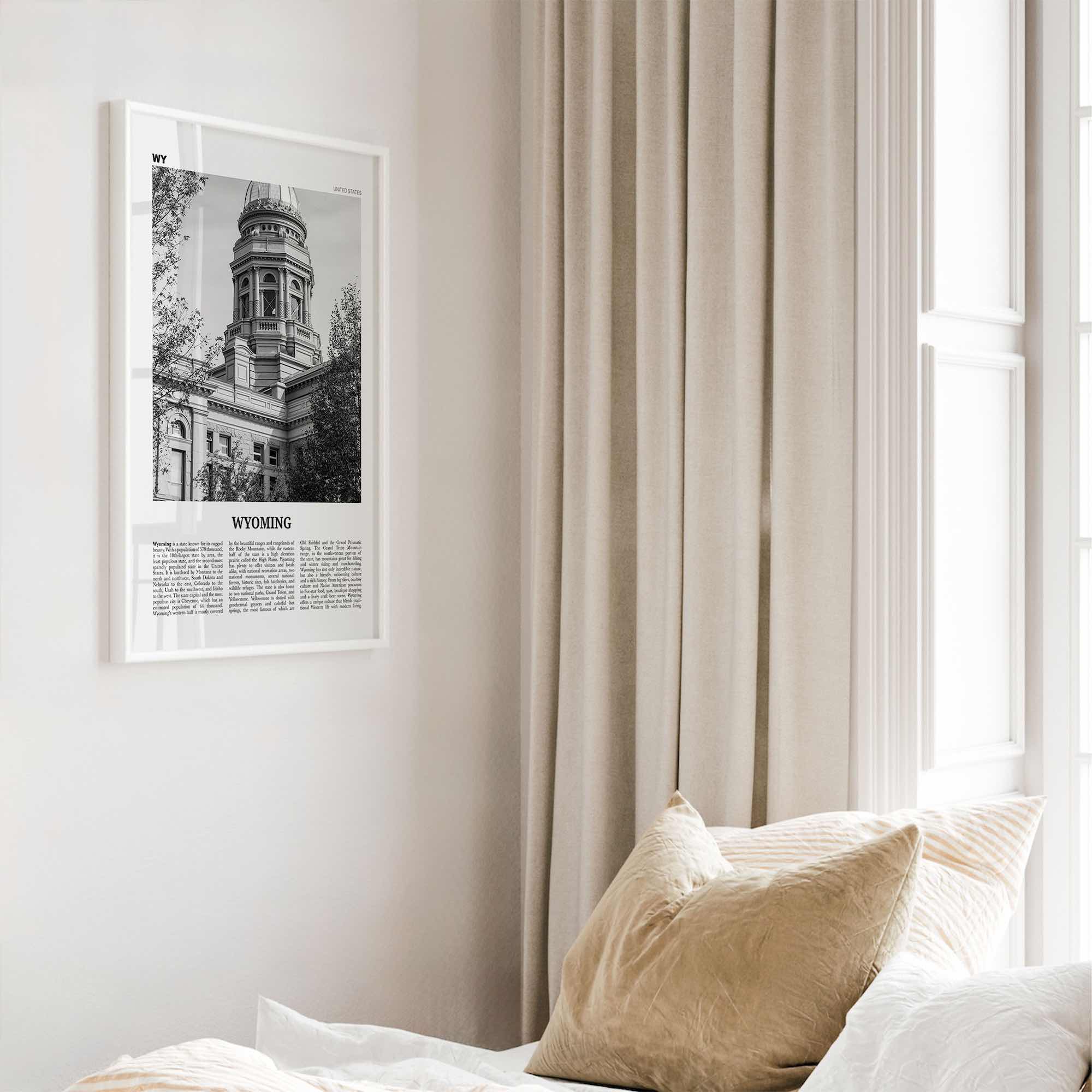 Wyoming Print Black and White No 3, Wyoming Wall Art, Wyoming Poster, Wyoming Photo, Wyoming Wall Décor, Wyoming Map, United States