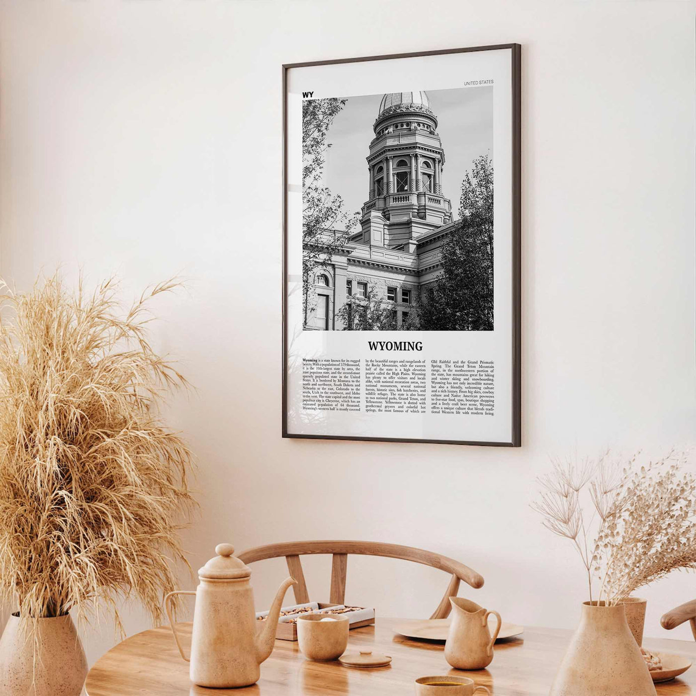 Wyoming Print Black and White No 3, Wyoming Wall Art, Wyoming Poster, Wyoming Photo, Wyoming Wall Décor, Wyoming Map, United States