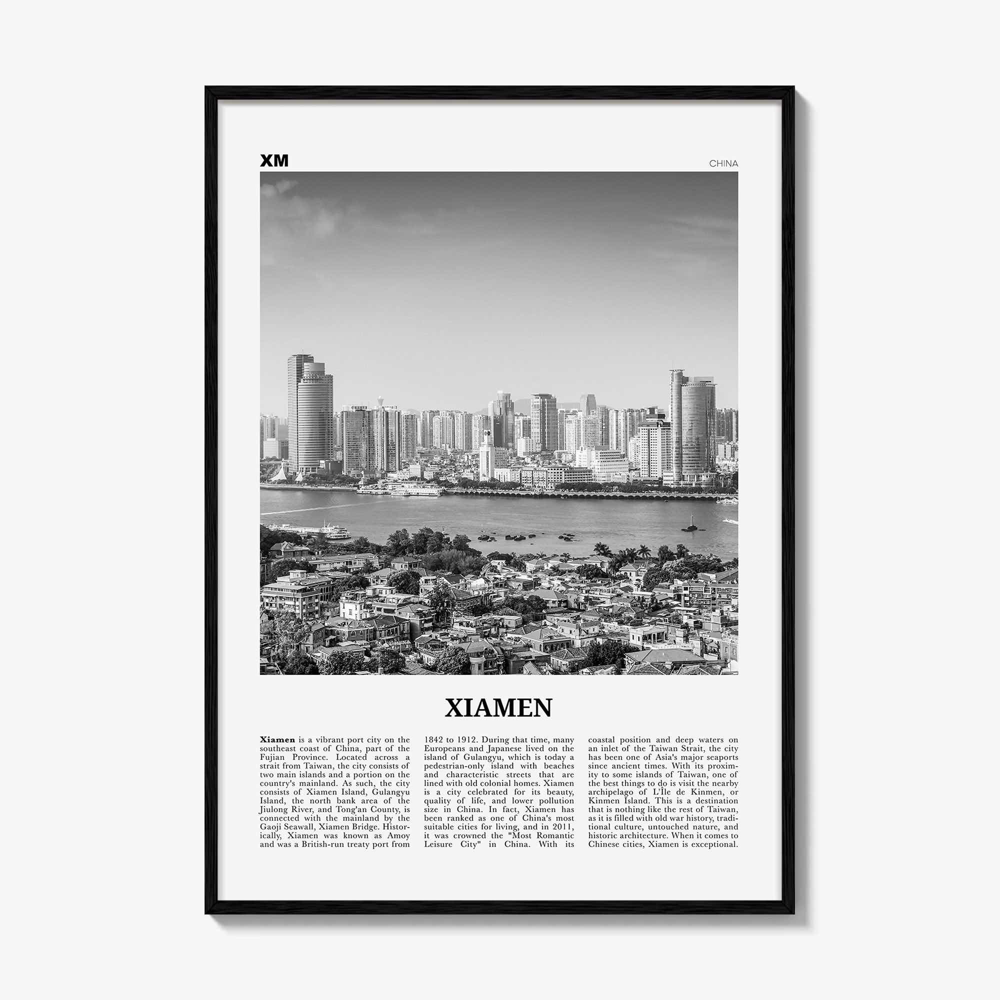 Xiamen Print Black and White, Xiamen Wall Art, Xiamen Poster, Xiamen Photo, Xiamen Wall Décor, Xiamen Map, China