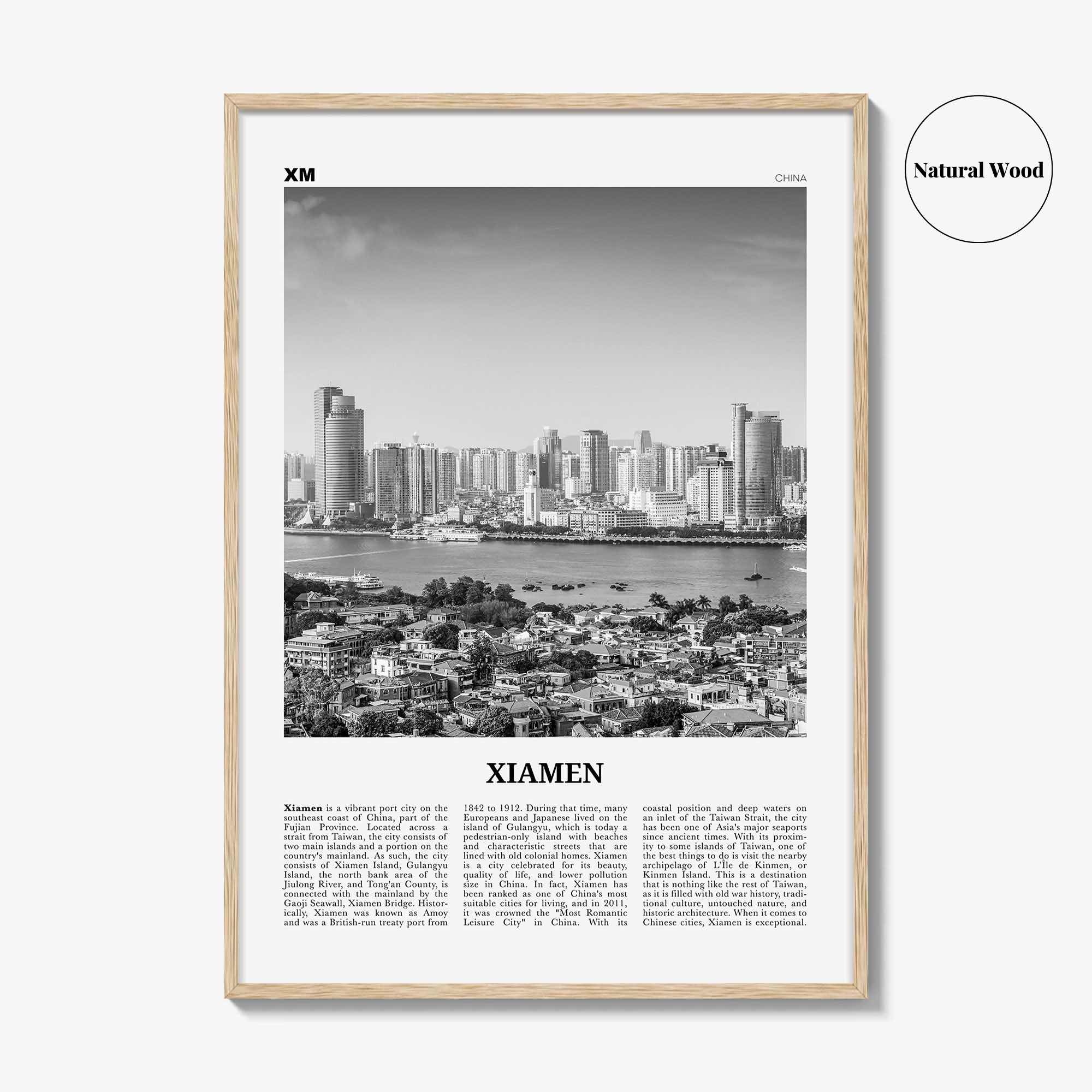 Xiamen Print Black and White, Xiamen Wall Art, Xiamen Poster, Xiamen Photo, Xiamen Wall Décor, Xiamen Map, China