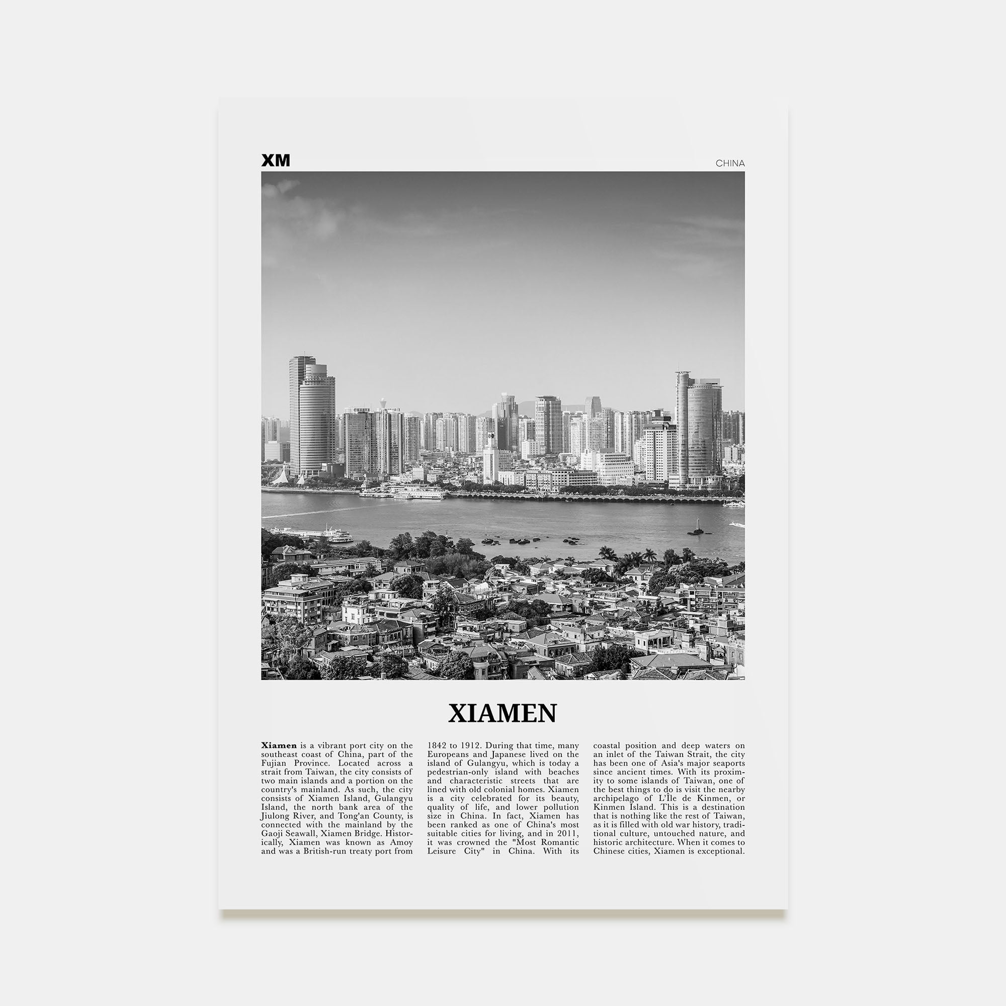 Xiamen Travel B&W Poster