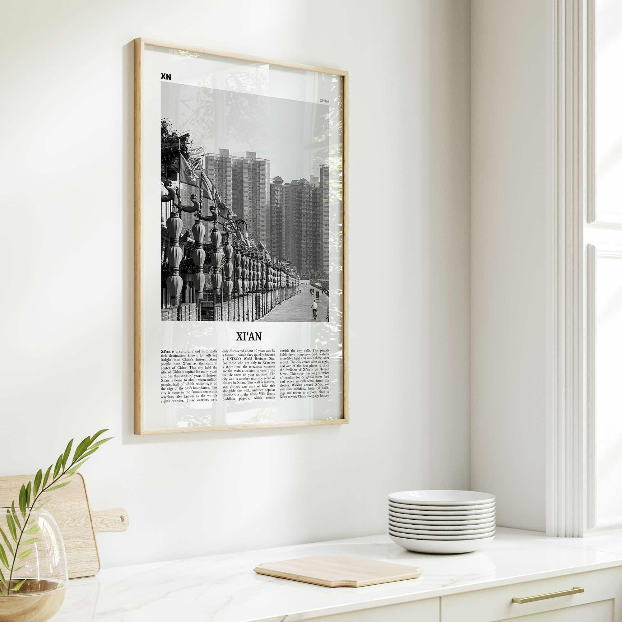 Xian Print Black and White, Xi'an Wall Art, Xi'an Poster, Xi'an Photo, Xi'an Wall Décor, Xi'an Map, China