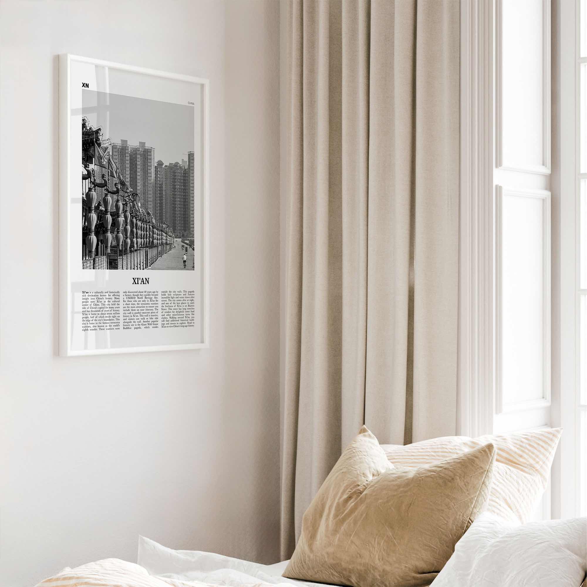 Xian Print Black and White, Xi'an Wall Art, Xi'an Poster, Xi'an Photo, Xi'an Wall Décor, Xi'an Map, China