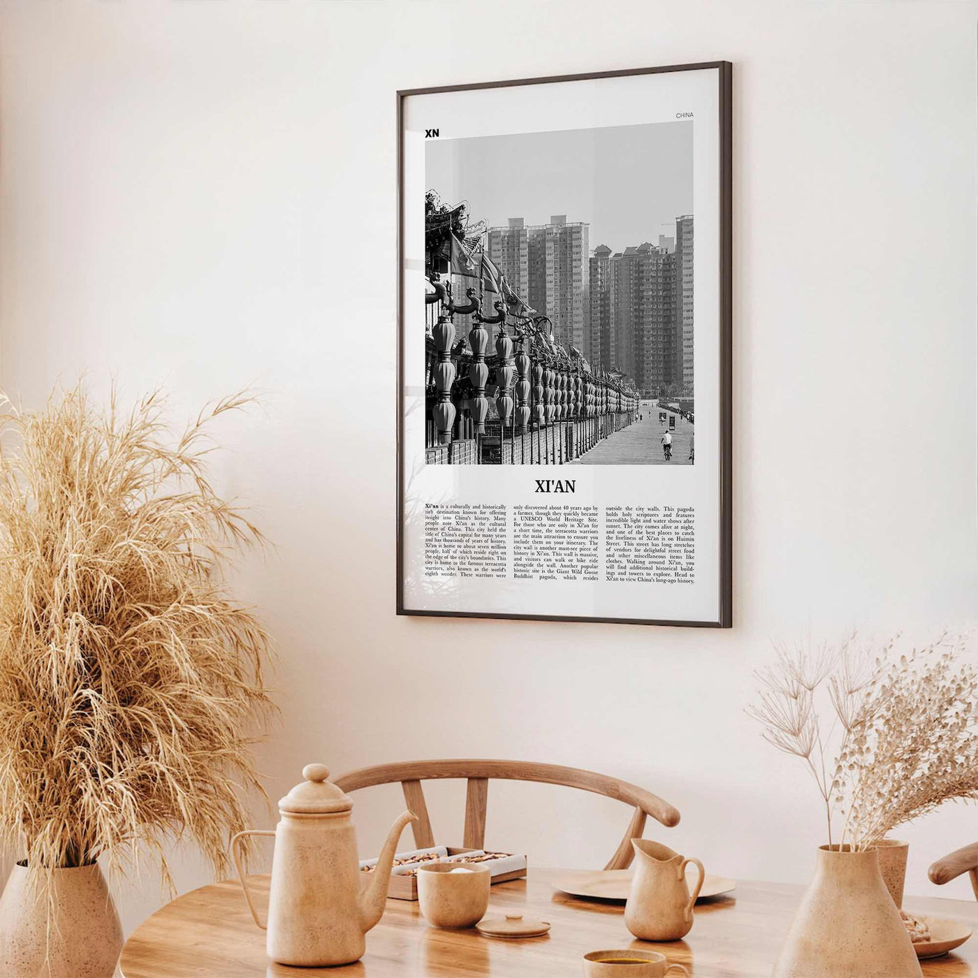 Xian Print Black and White, Xi'an Wall Art, Xi'an Poster, Xi'an Photo, Xi'an Wall Décor, Xi'an Map, China