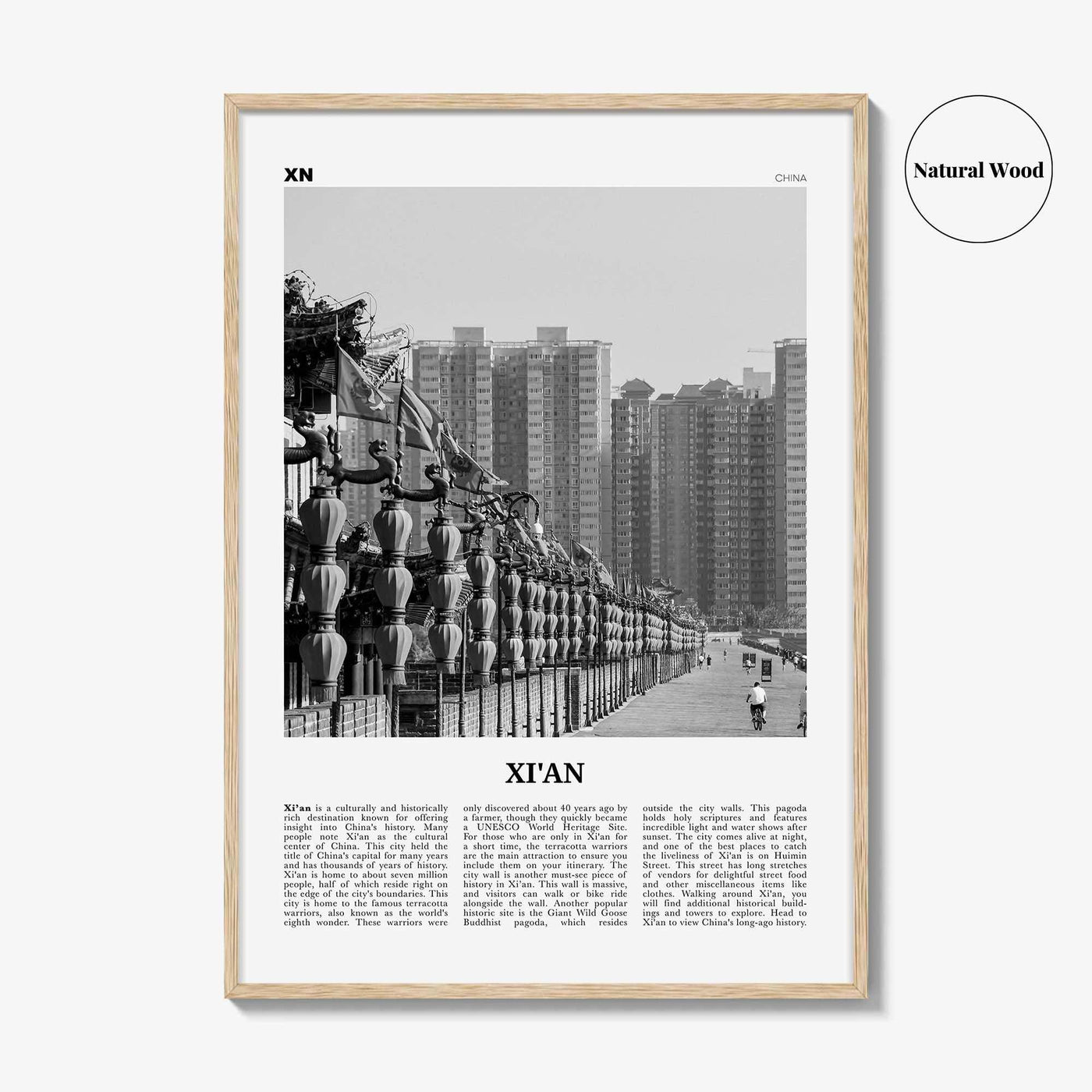 Xian Print Black and White, Xi'an Wall Art, Xi'an Poster, Xi'an Photo, Xi'an Wall Décor, Xi'an Map, China