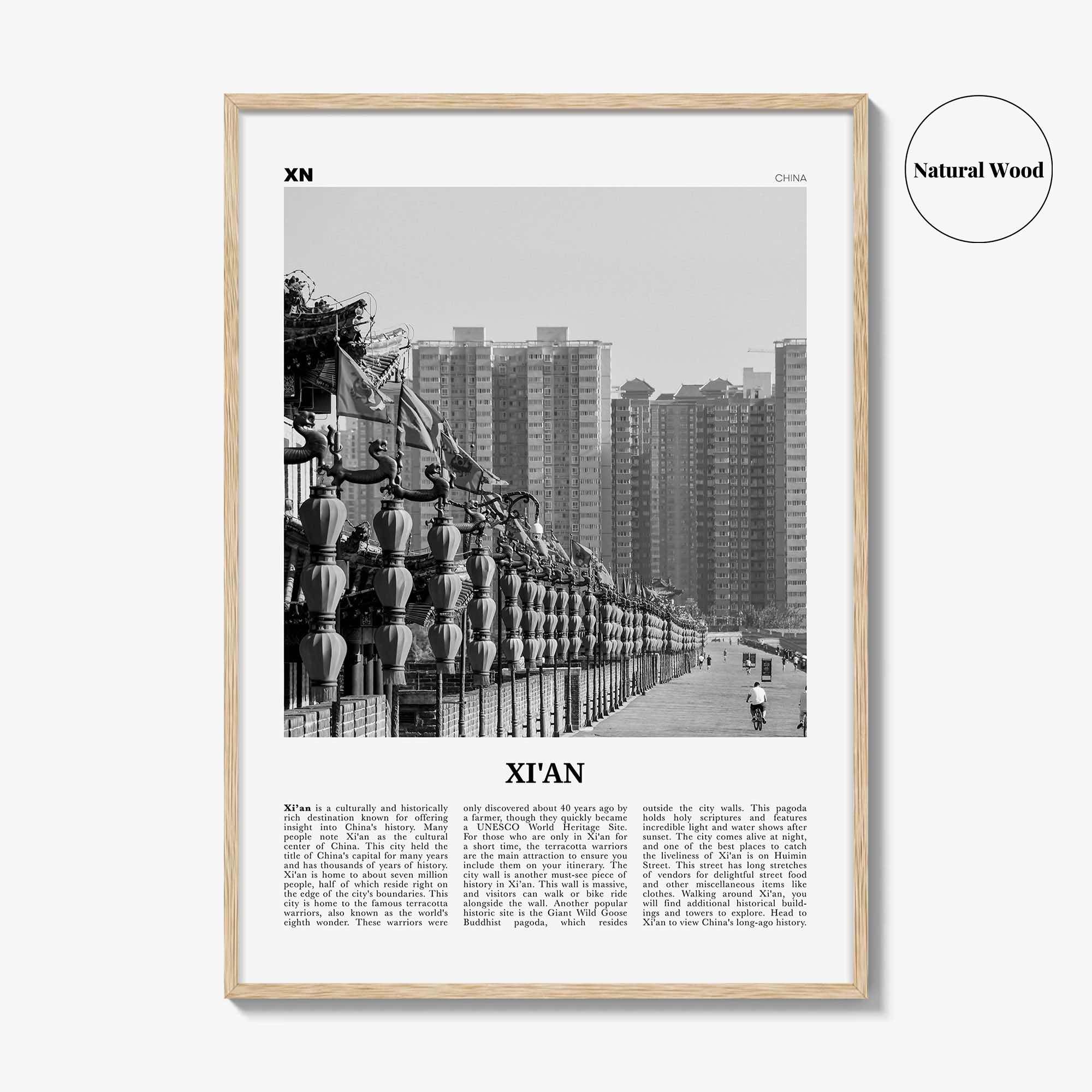 Xian Print Black and White, Xi'an Wall Art, Xi'an Poster, Xi'an Photo, Xi'an Wall Décor, Xi'an Map, China