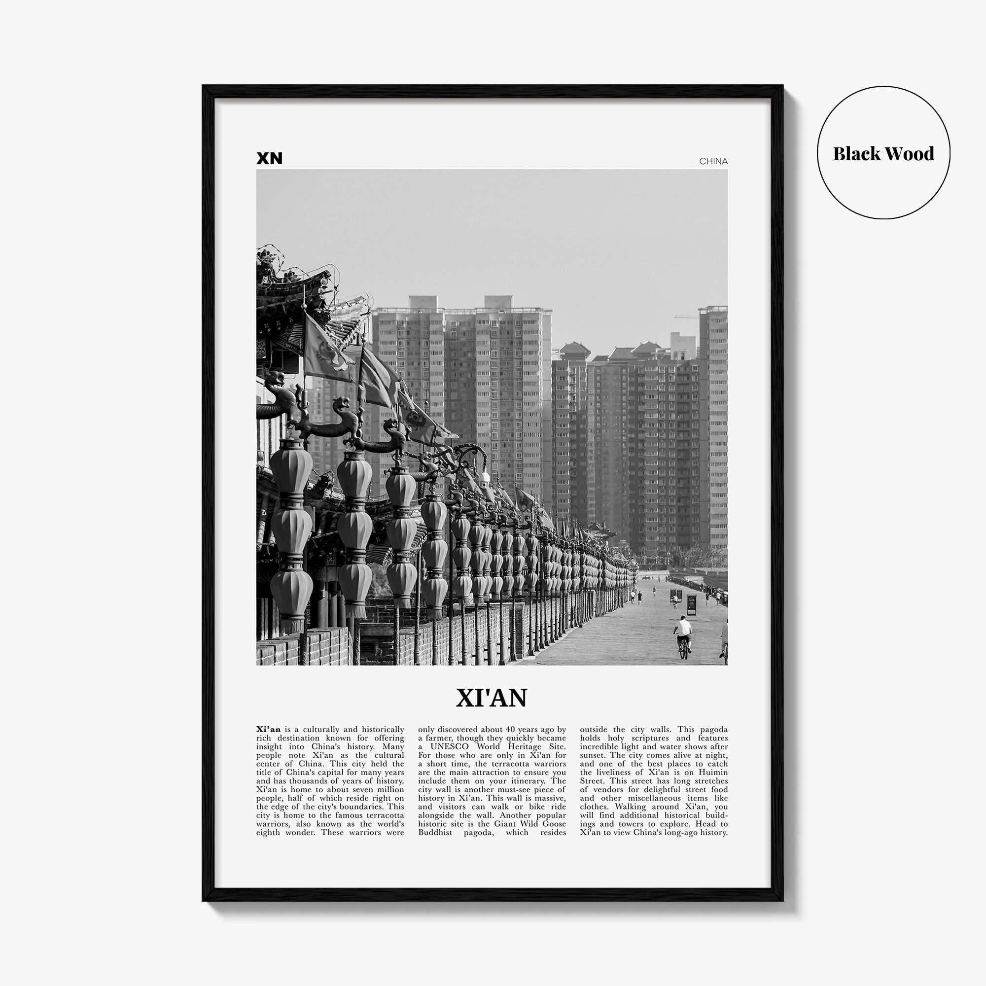 Xian Print Black and White, Xi'an Wall Art, Xi'an Poster, Xi'an Photo, Xi'an Wall Décor, Xi'an Map, China