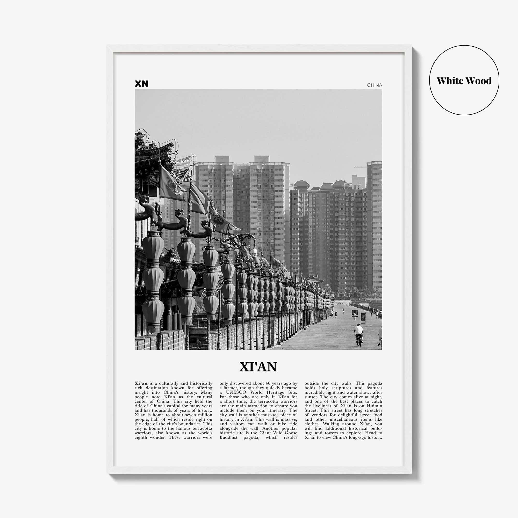 Xian Print Black and White, Xi'an Wall Art, Xi'an Poster, Xi'an Photo, Xi'an Wall Décor, Xi'an Map, China