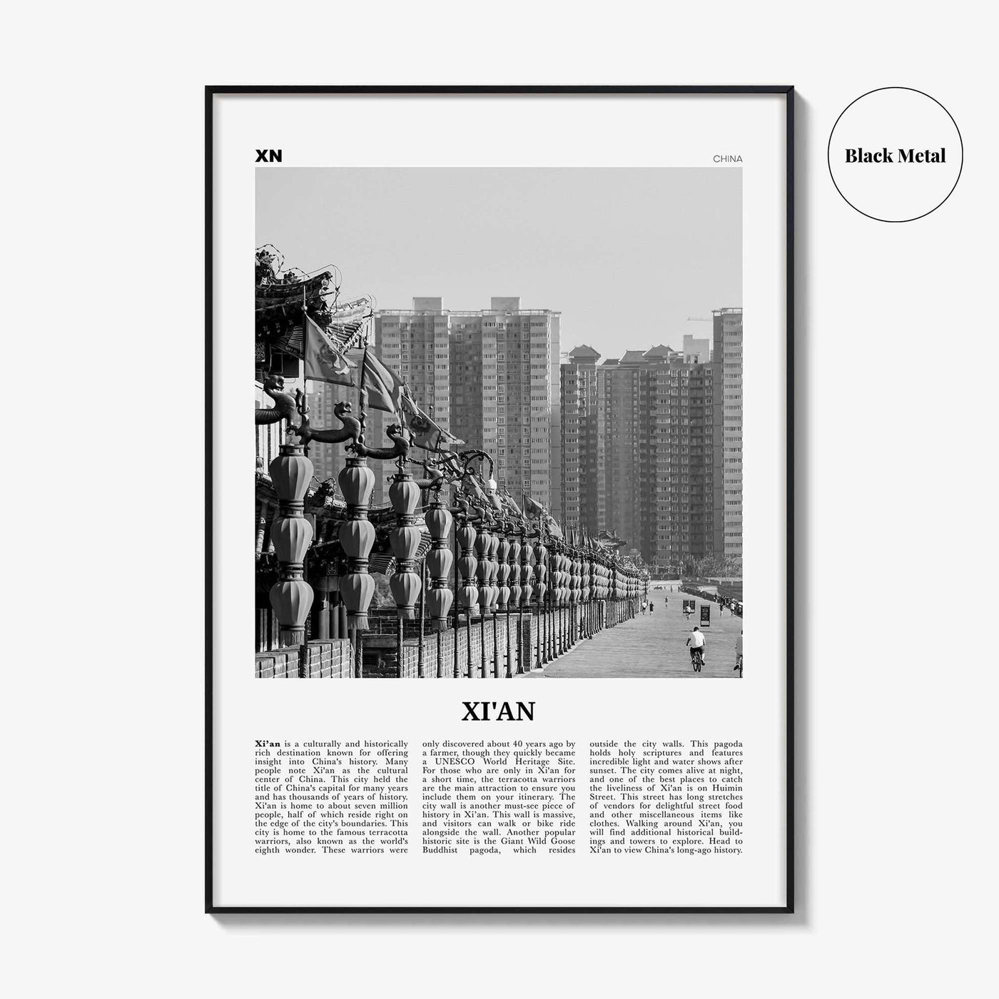 Xian Print Black and White, Xi'an Wall Art, Xi'an Poster, Xi'an Photo, Xi'an Wall Décor, Xi'an Map, China