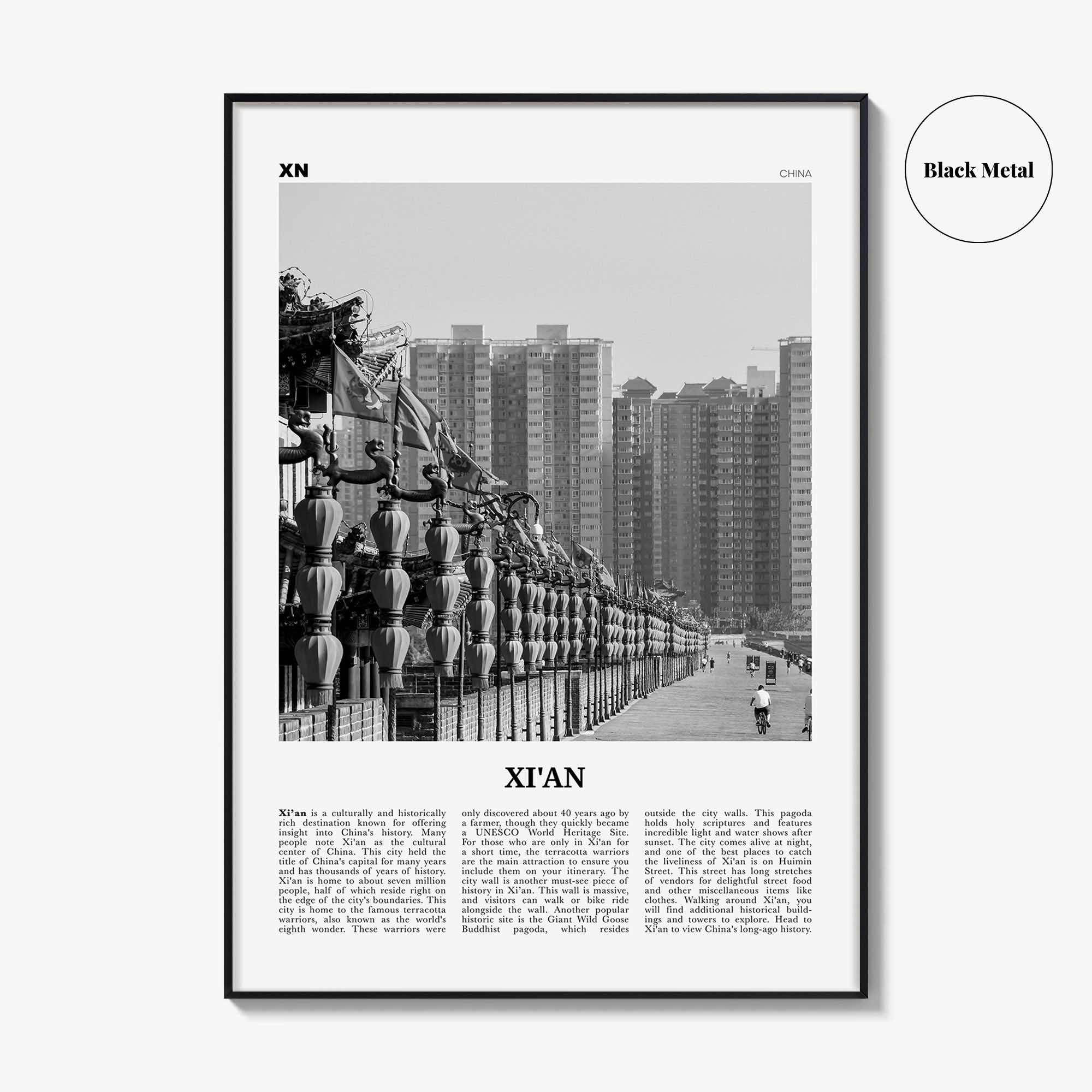 Xian Print Black and White, Xi'an Wall Art, Xi'an Poster, Xi'an Photo, Xi'an Wall Décor, Xi'an Map, China