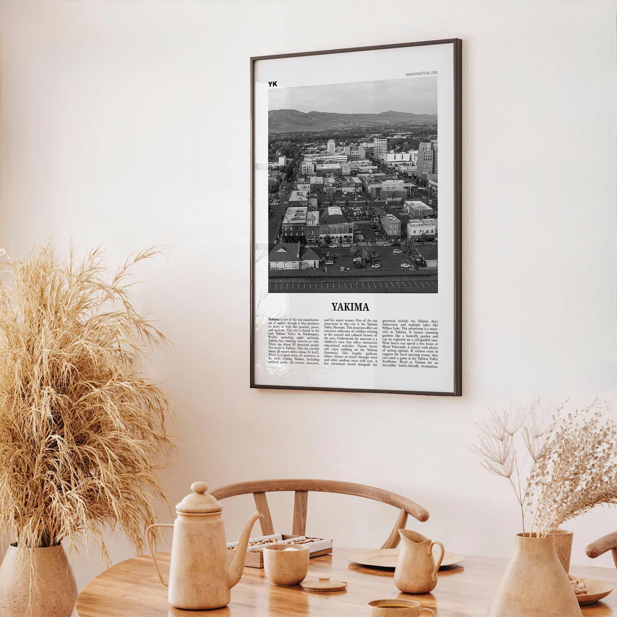 Yakima Print Black and White, Yakima Wall Art, Yakima Poster, Yakima Photo, Yakima Wall Décor, Yakima Map, Washington, USA
