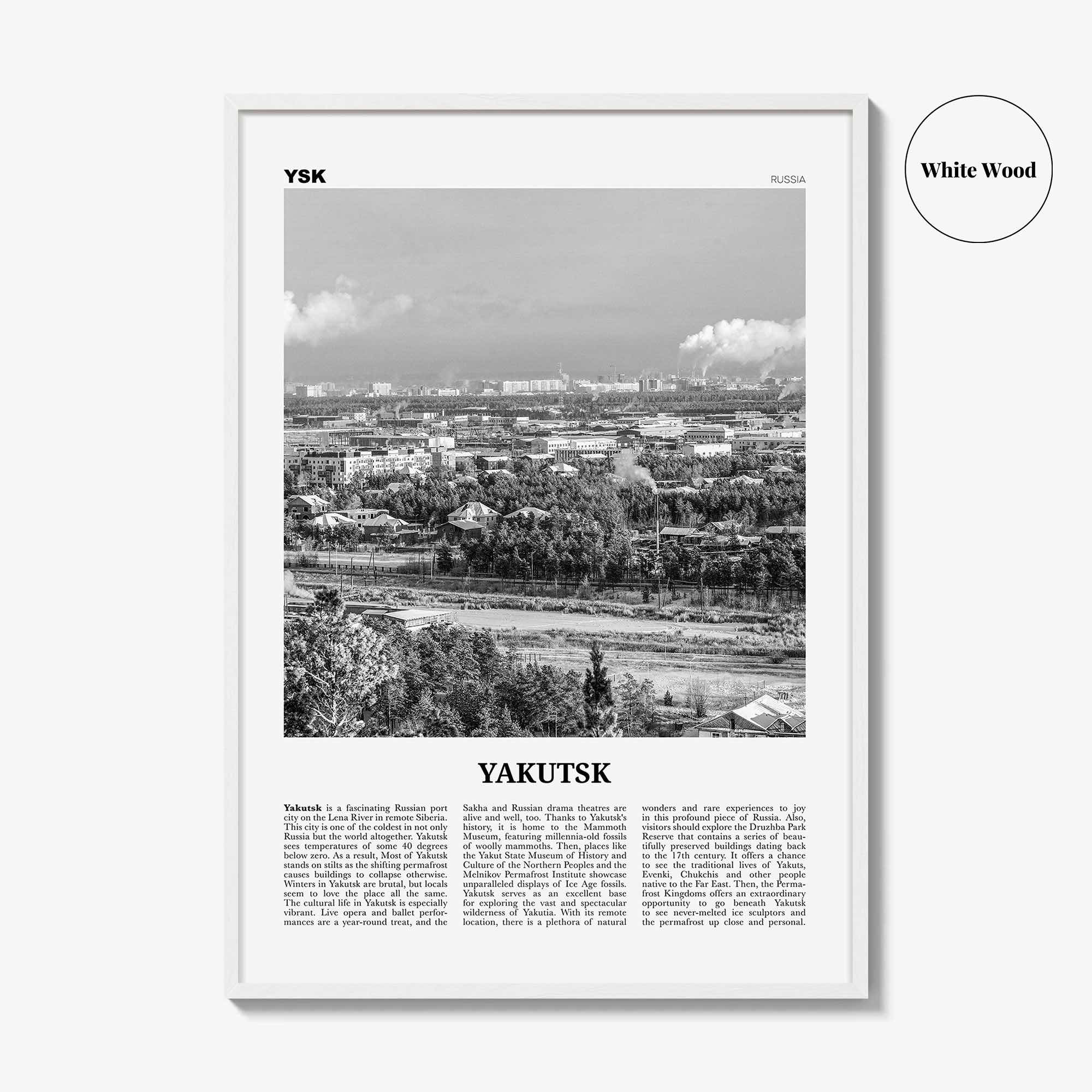 Yakutsk Print Black and White, Yakutsk Wall Art, Yakutsk Poster, Yakutsk Photo, Yakutsk Map, Yakutsk Wall Decor, Russia, Якутск