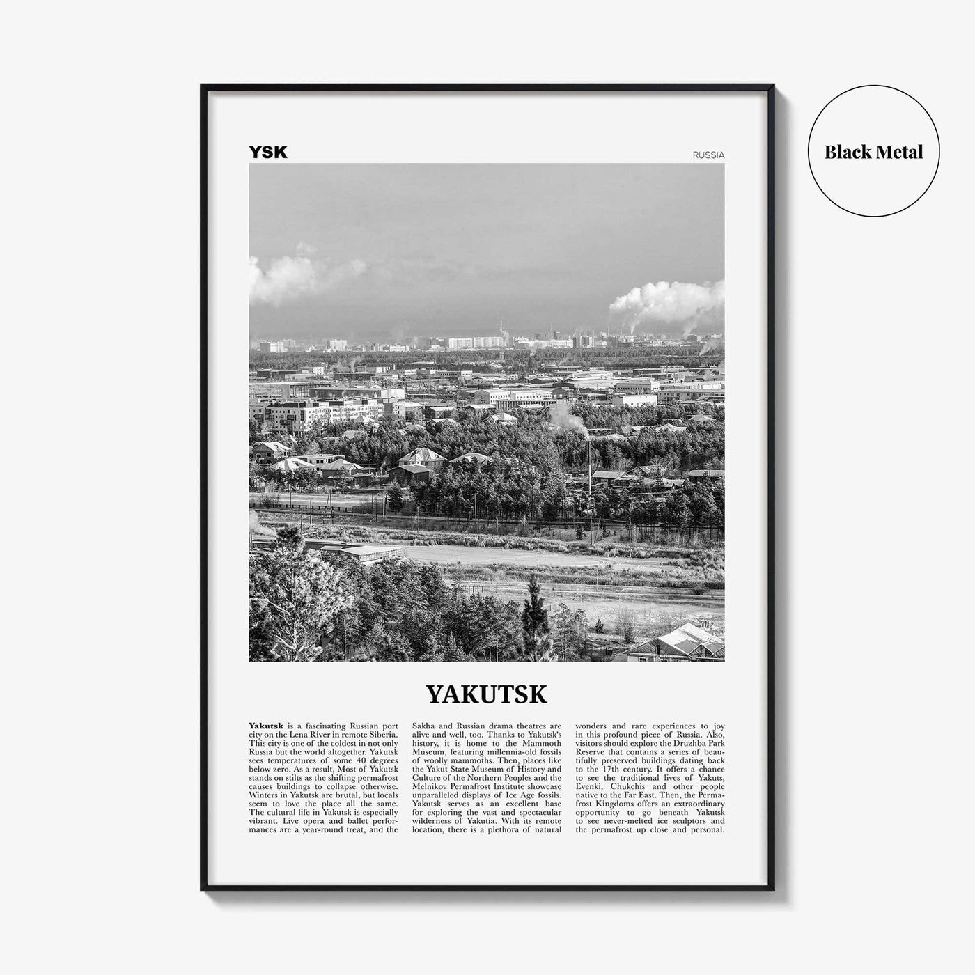 Yakutsk Print Black and White, Yakutsk Wall Art, Yakutsk Poster, Yakutsk Photo, Yakutsk Map, Yakutsk Wall Decor, Russia, Якутск