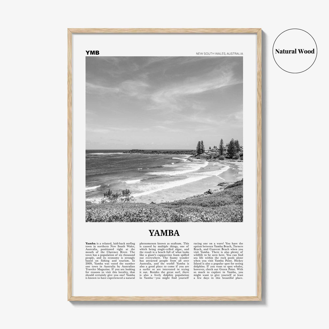 Yamba Print Black and White, Yamba Wall Art, Yamba Poster, Yamba Photo, Yamba Wall Décor, New South Wales, Australia