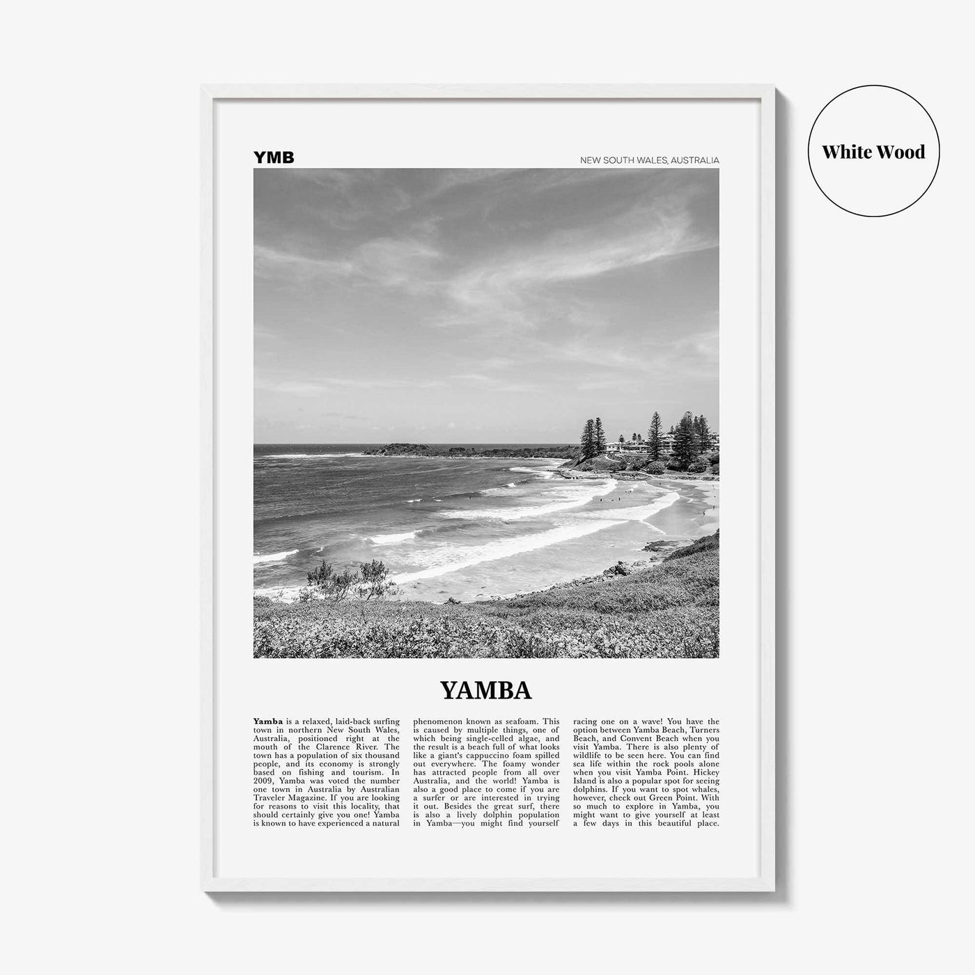 Yamba Print Black and White, Yamba Wall Art, Yamba Poster, Yamba Photo, Yamba Wall Décor, New South Wales, Australia