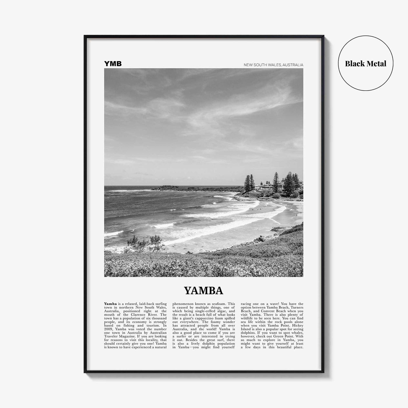 Yamba Print Black and White, Yamba Wall Art, Yamba Poster, Yamba Photo, Yamba Wall Décor, New South Wales, Australia