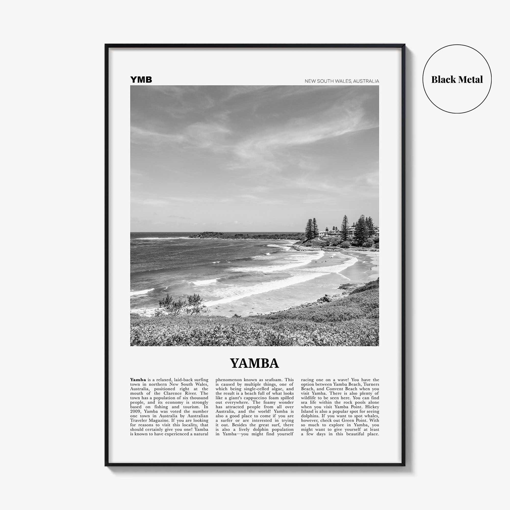 Yamba Print Black and White, Yamba Wall Art, Yamba Poster, Yamba Photo, Yamba Wall Décor, New South Wales, Australia