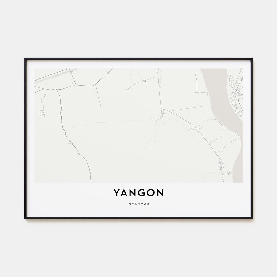 Yangon Map Landscape Poster