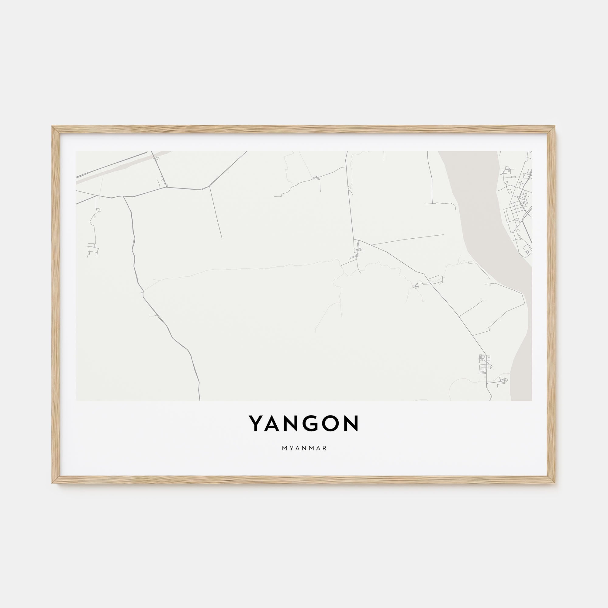 Yangon Map Landscape Poster
