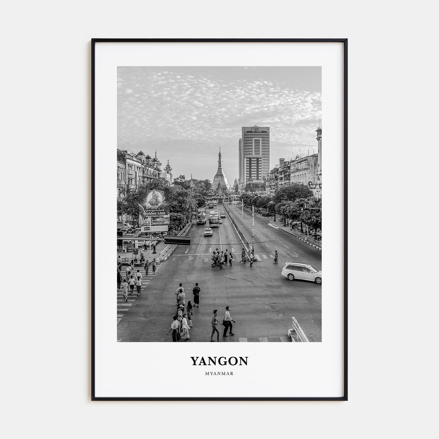 Yangon Portrait B&W Poster