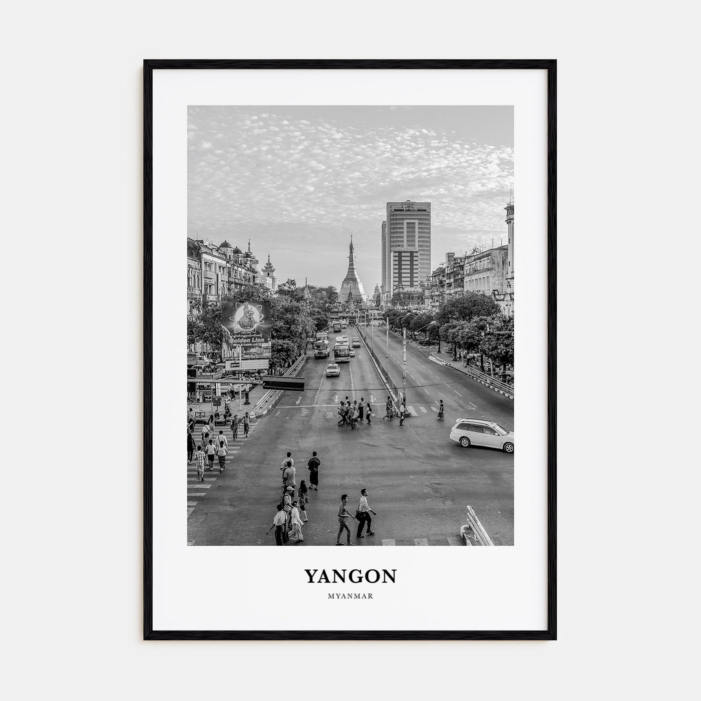 Yangon Portrait B&W Poster