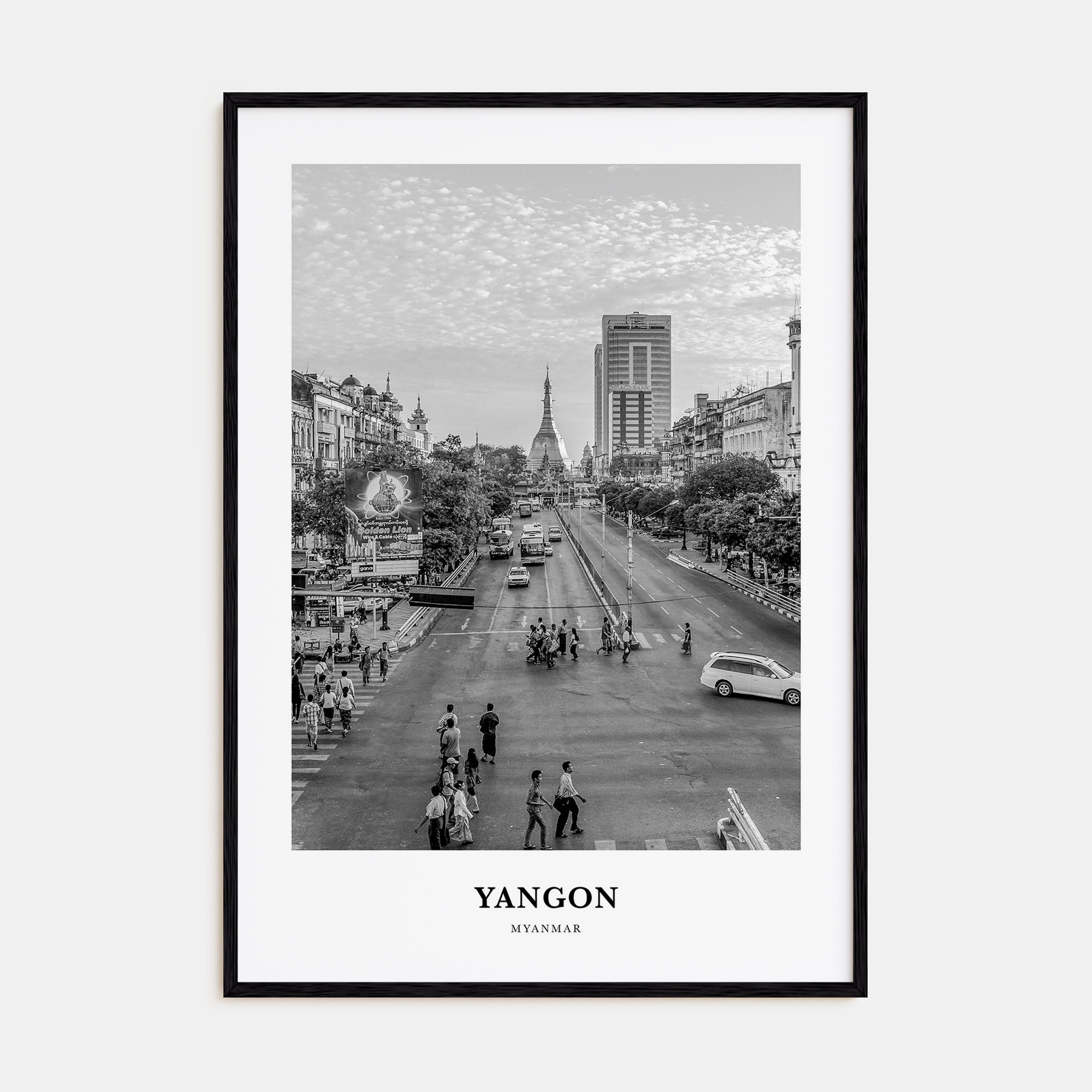 Yangon Portrait B&W Poster