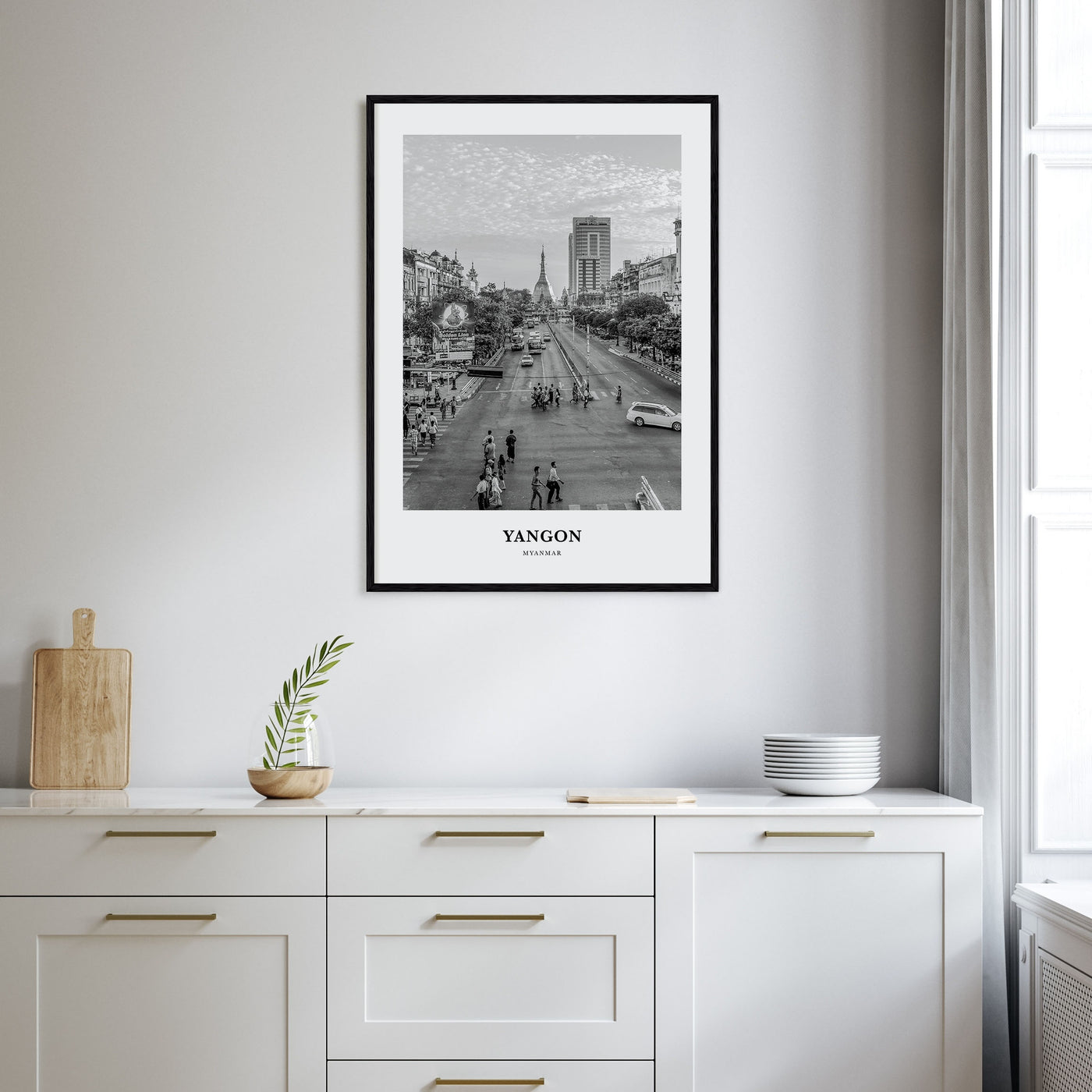 Yangon Portrait B&W Poster