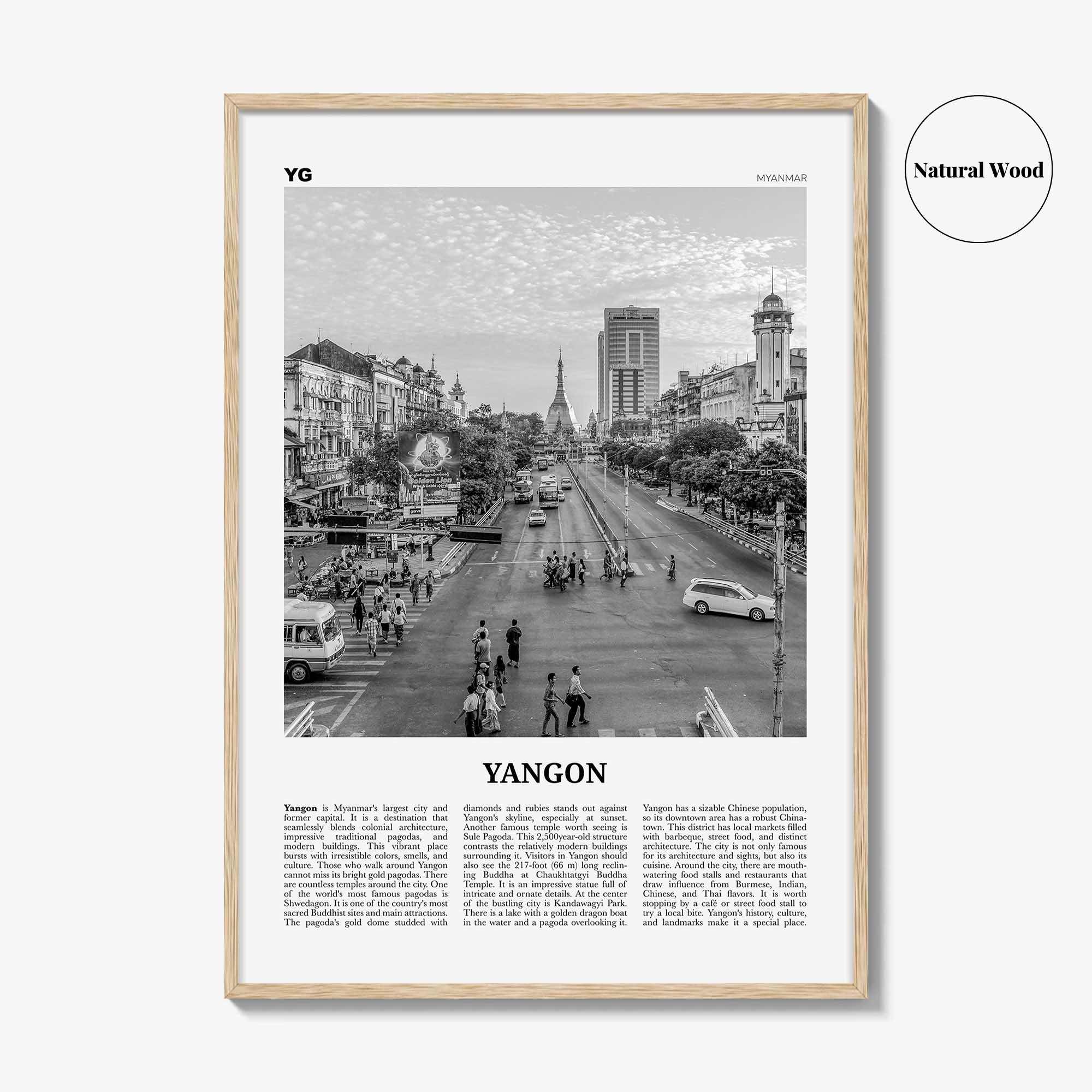 Yangon Print Black and White, Yangon Wall Art, Yangon Poster, Yangon Photo, Yangon Wall Décor, Yangon Map, Myanmar