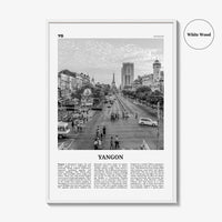 Yangon Print Black and White, Yangon Wall Art, Yangon Poster, Yangon Photo, Yangon Wall Décor, Yangon Map, Myanmar