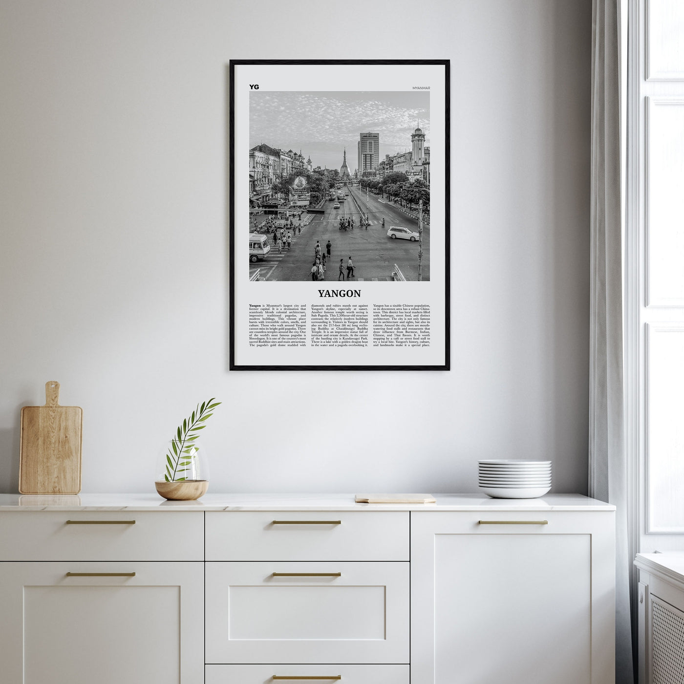Yangon Travel B&W Poster