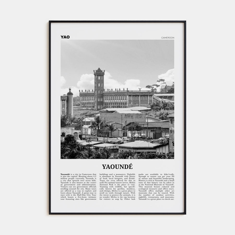 Yaoundé Travel B&W Poster