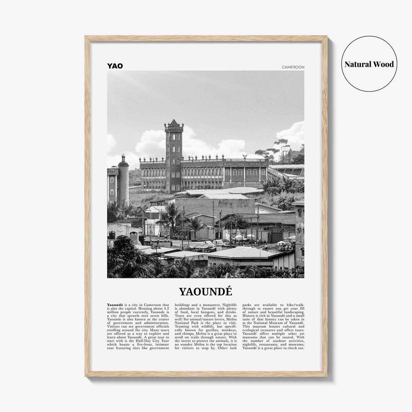 Yaounde Print Black and White, Yaoundé Wall Art, Yaoundé Poster, Yaoundé Photo, Yaoundé Wall Décor, Cameroon Poster Print, Africa