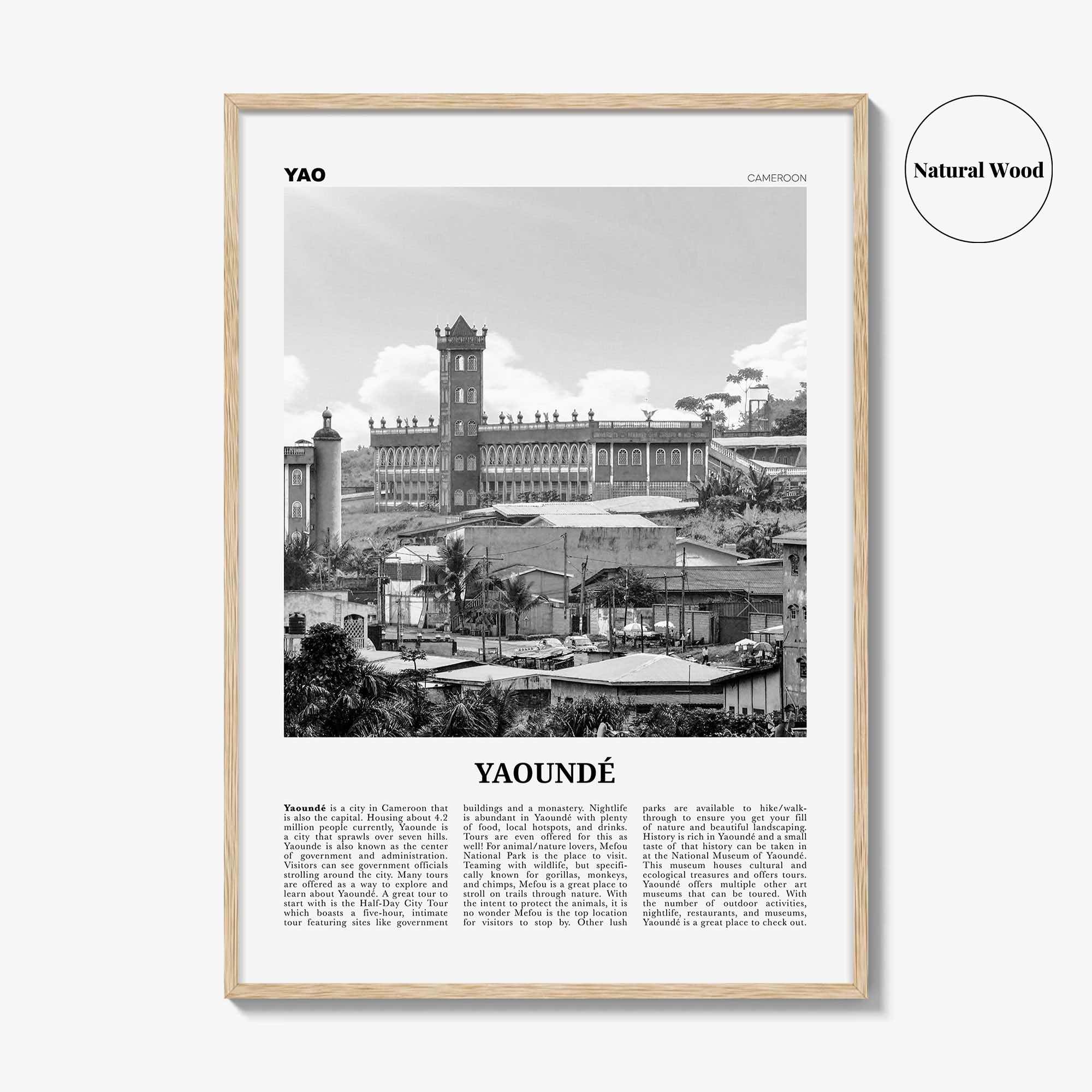 Yaounde Print Black and White, Yaoundé Wall Art, Yaoundé Poster, Yaoundé Photo, Yaoundé Wall Décor, Cameroon Poster Print, Africa