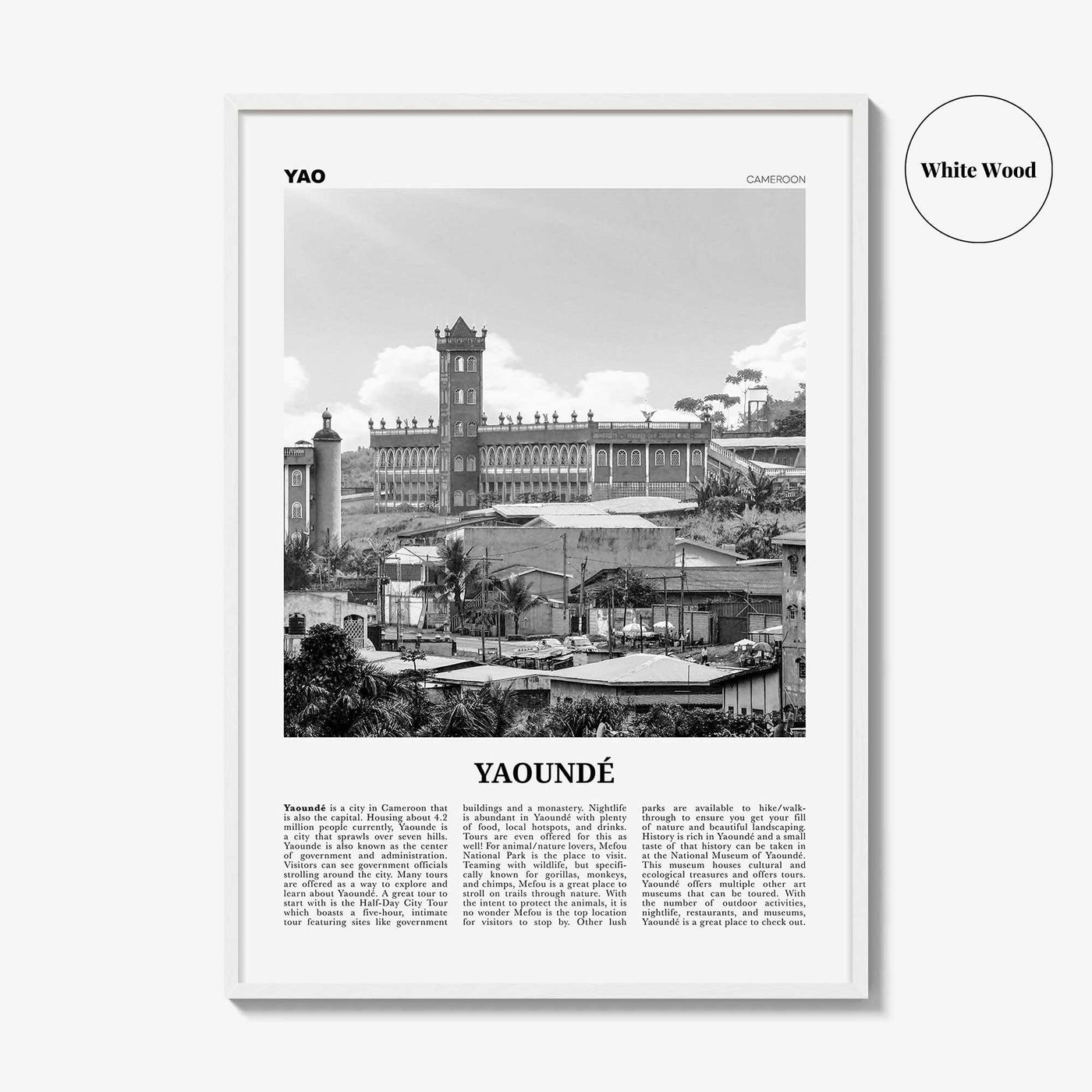 Yaounde Print Black and White, Yaoundé Wall Art, Yaoundé Poster, Yaoundé Photo, Yaoundé Wall Décor, Cameroon Poster Print, Africa