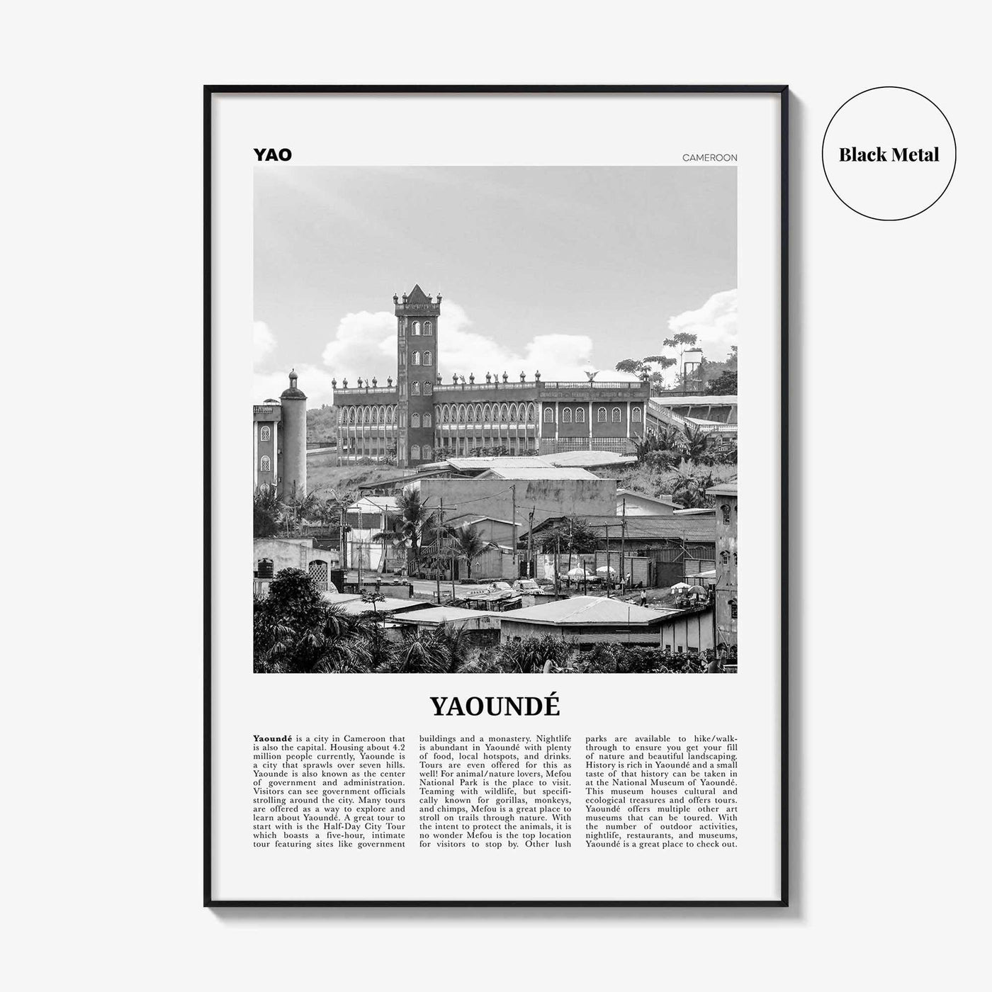 Yaounde Print Black and White, Yaoundé Wall Art, Yaoundé Poster, Yaoundé Photo, Yaoundé Wall Décor, Cameroon Poster Print, Africa
