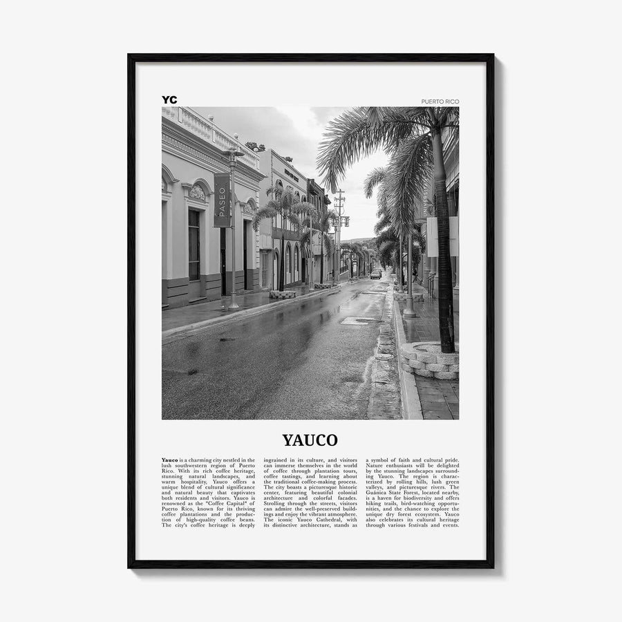 Yauco Print Black and White, Yauco Wall Art, Yauco Poster, Yauco Photo, Yauco Wall Décor, Yauco Map, Puerto Rico