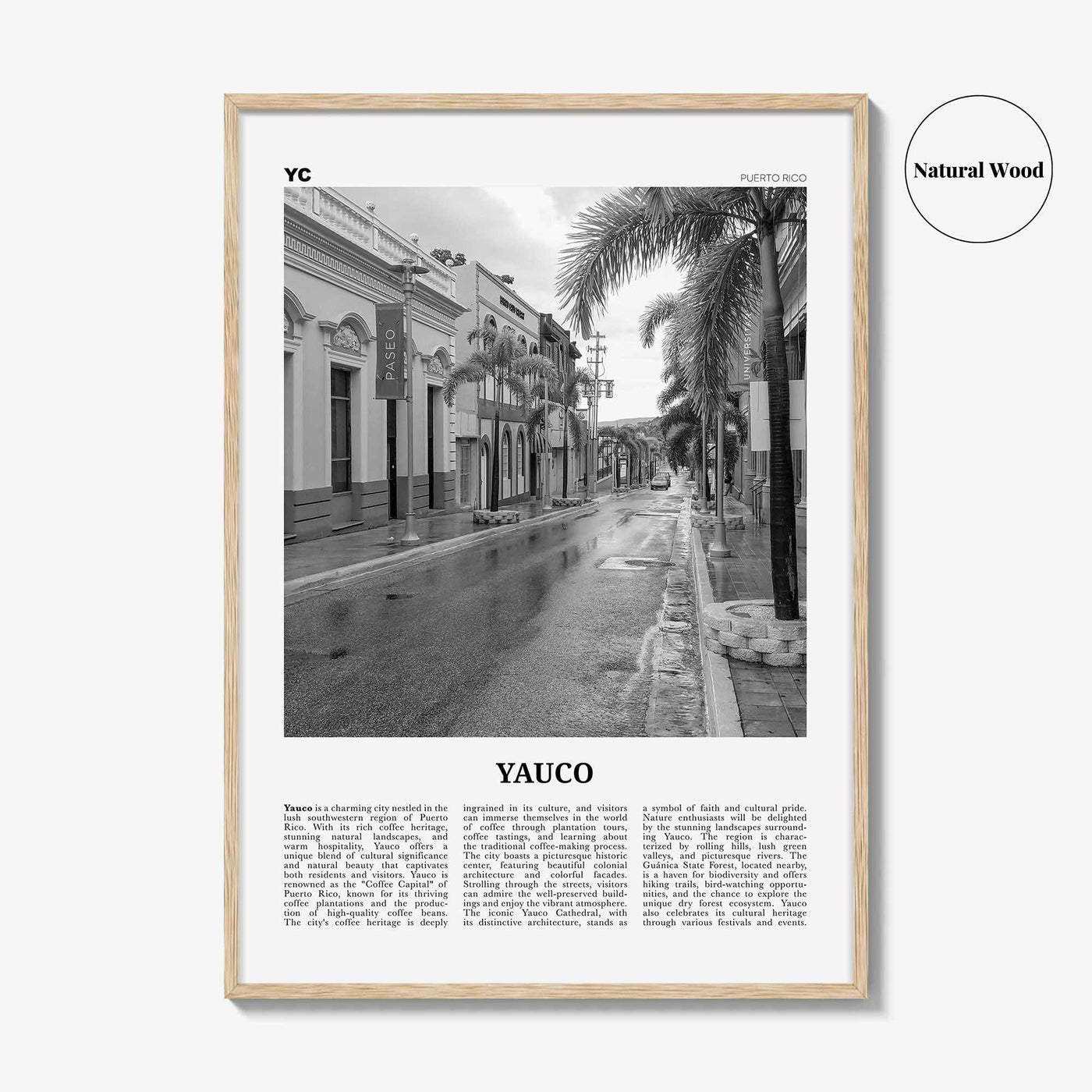 Yauco Print Black and White, Yauco Wall Art, Yauco Poster, Yauco Photo, Yauco Wall Décor, Yauco Map, Puerto Rico