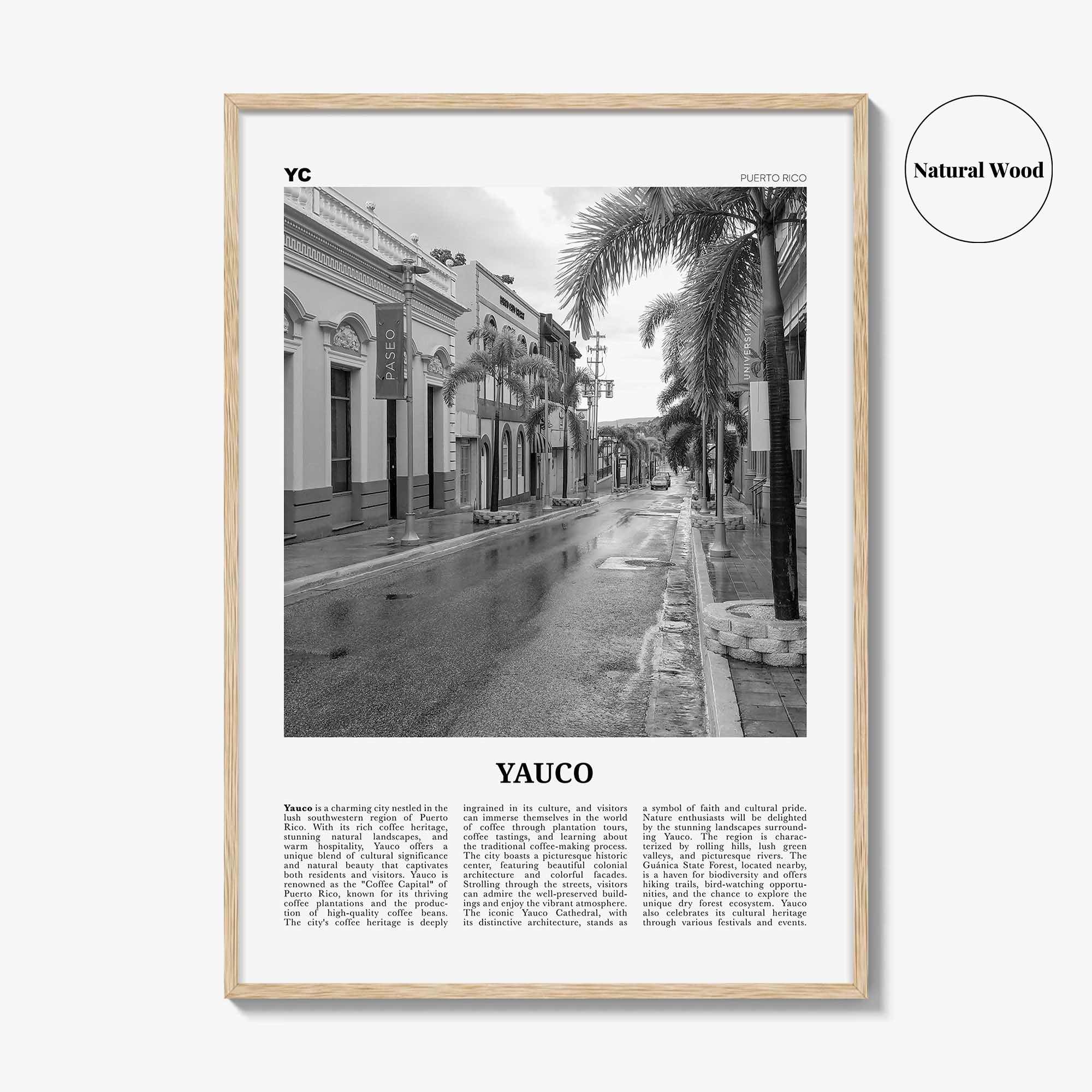 Yauco Print Black and White, Yauco Wall Art, Yauco Poster, Yauco Photo, Yauco Wall Décor, Yauco Map, Puerto Rico