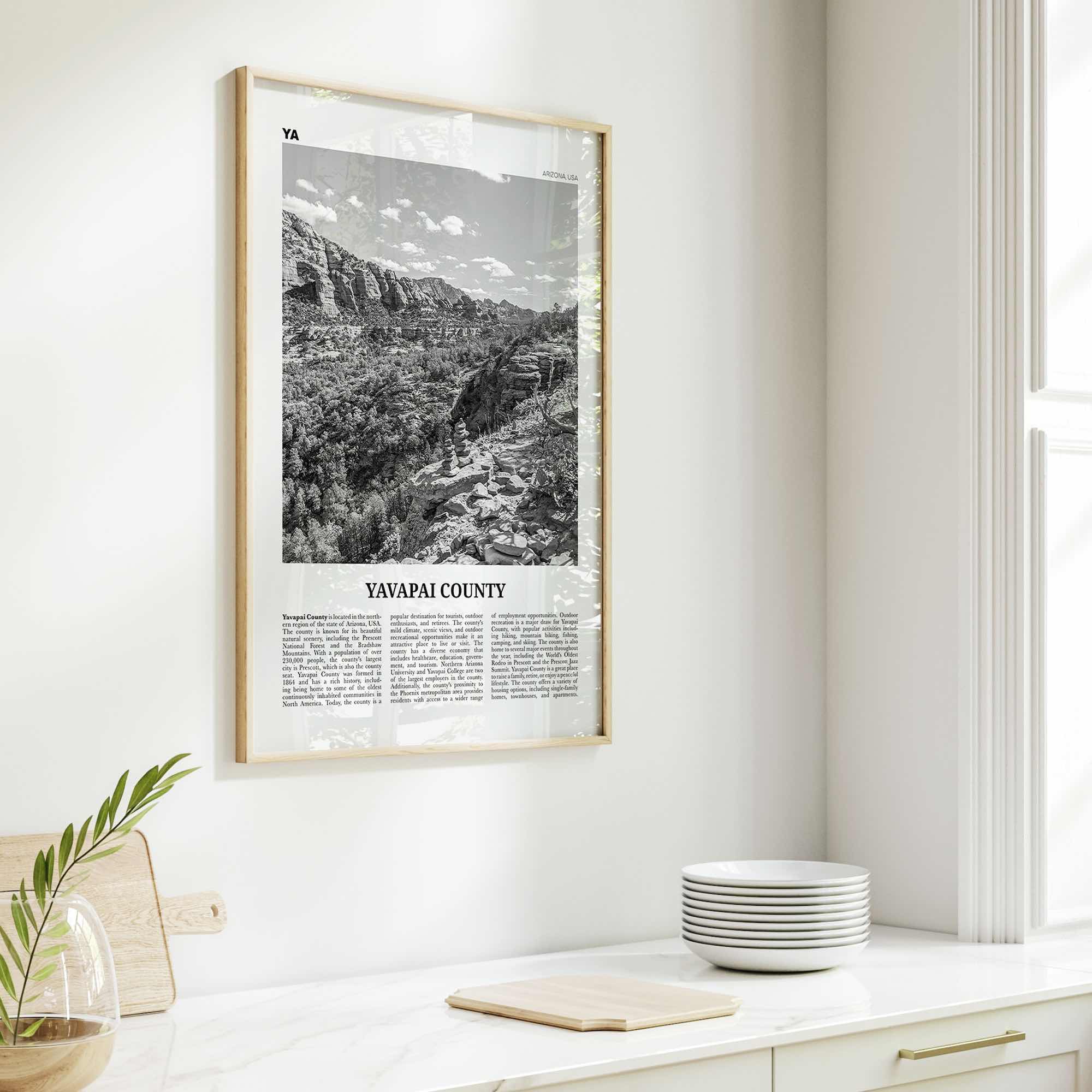 Yavapai County Print Black and White, Yavapai County Wall Art, Yavapai County Poster, Yavapai County Photo, Yavapai Wall Décor, Yavapai Map