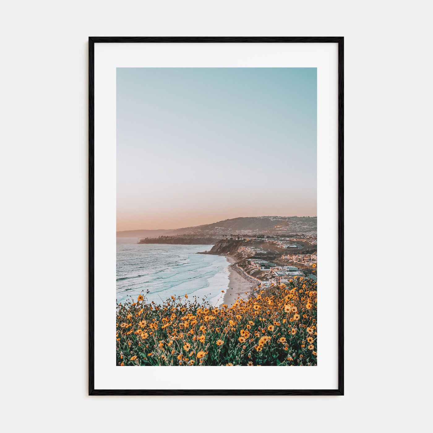 Yellow Flowers Ocean Photo Color Poster